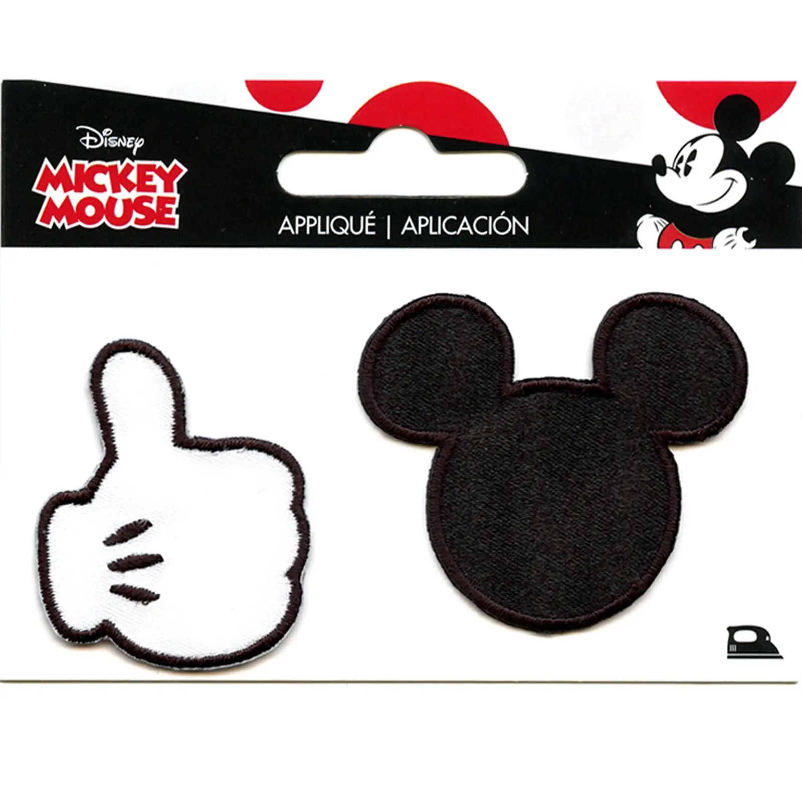 Disney Mickey Mouse White Glove and Silhouette Iron on Applique Patch - Image 2