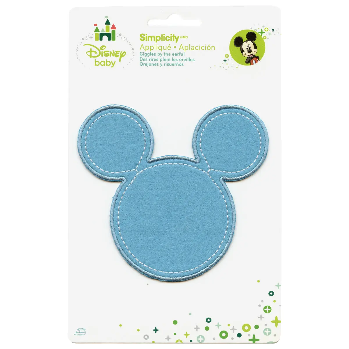 Disney Mickey Mouse Head Blue Embroidered Applique Iron On Patch - Image 2