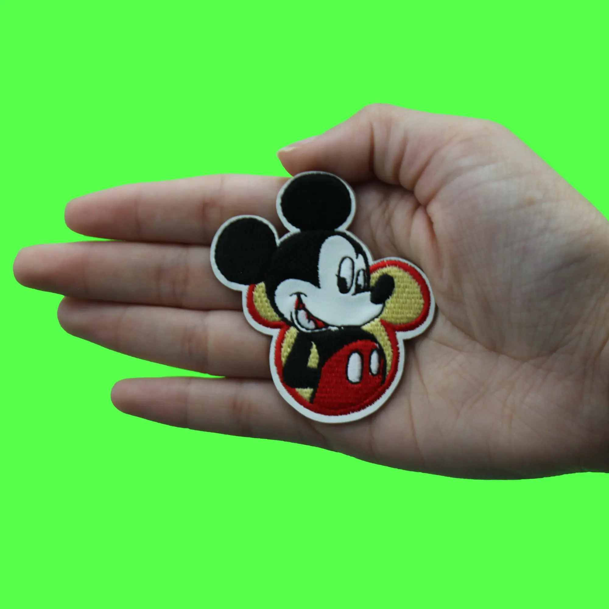 Disney Mickey Mouse Patch Inside Head Silhouette Leather Embroidered Iron On - Image 3