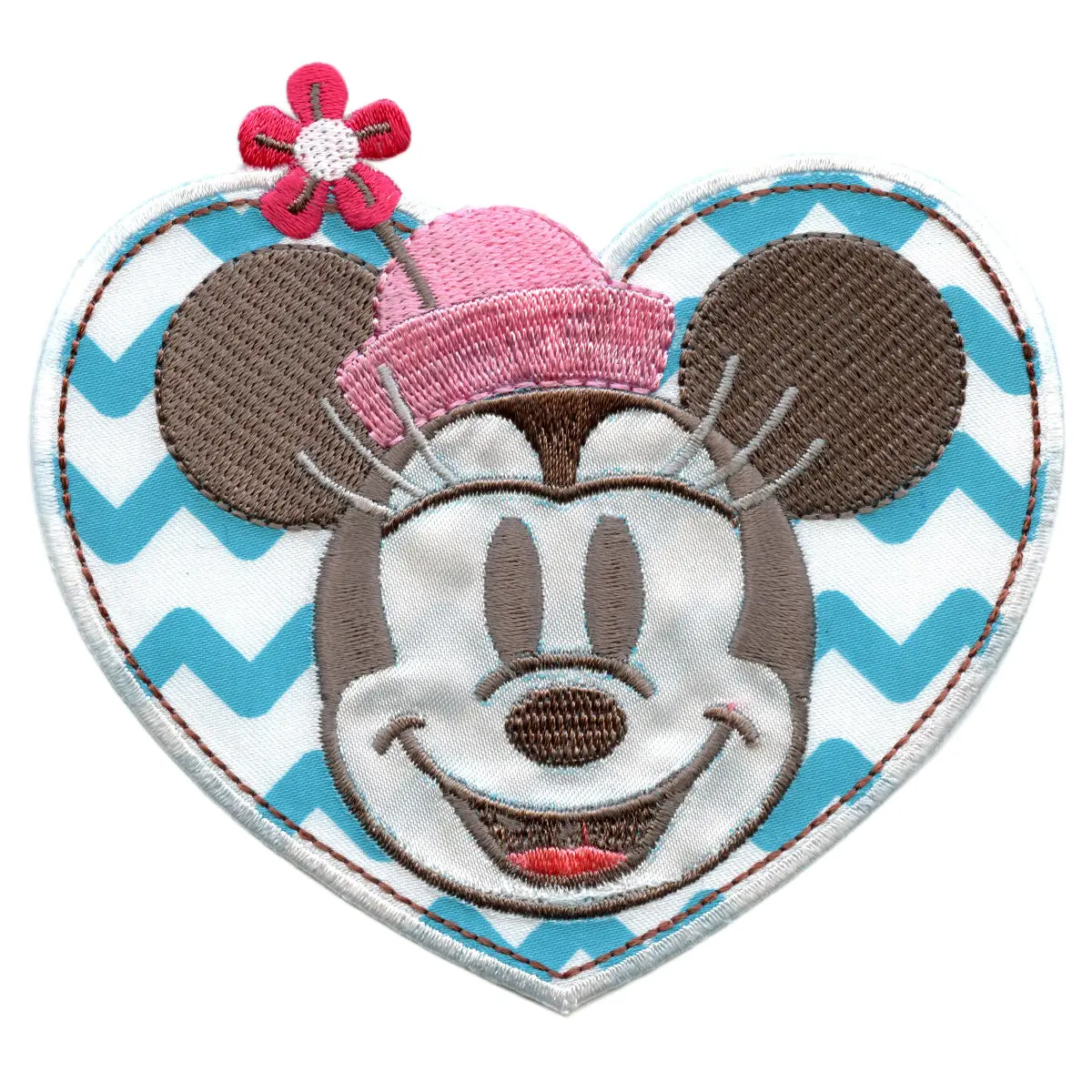 Disney Minnie Head In A Heart Embroidered Applique Iron On Patch