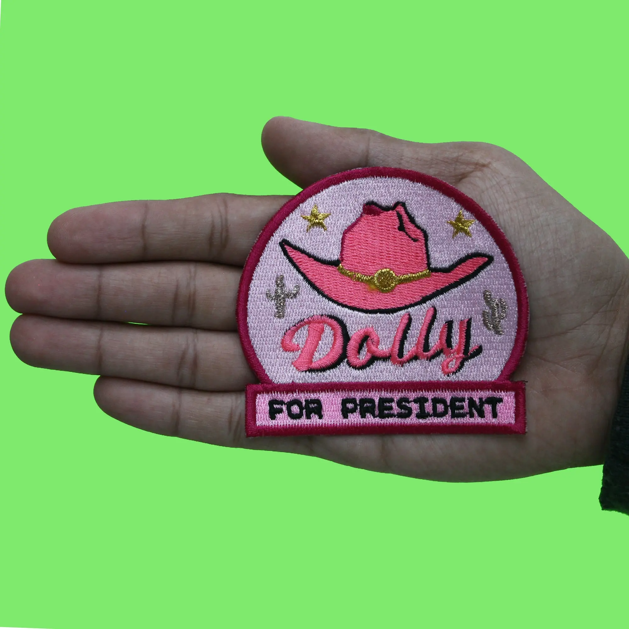 Dolly For President Patch Southern Western Cowgirl Embroidered Iron On - Image 2