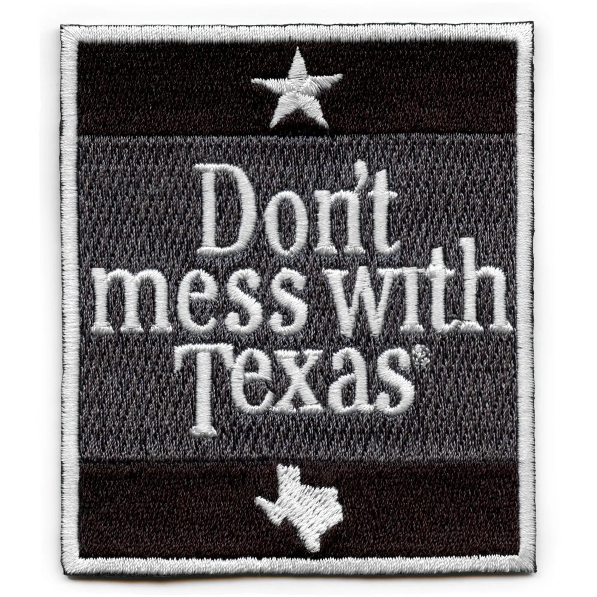 Don't Mess With Texas Patch Grayscale Box Logo Embroidered Iron On - Image 2