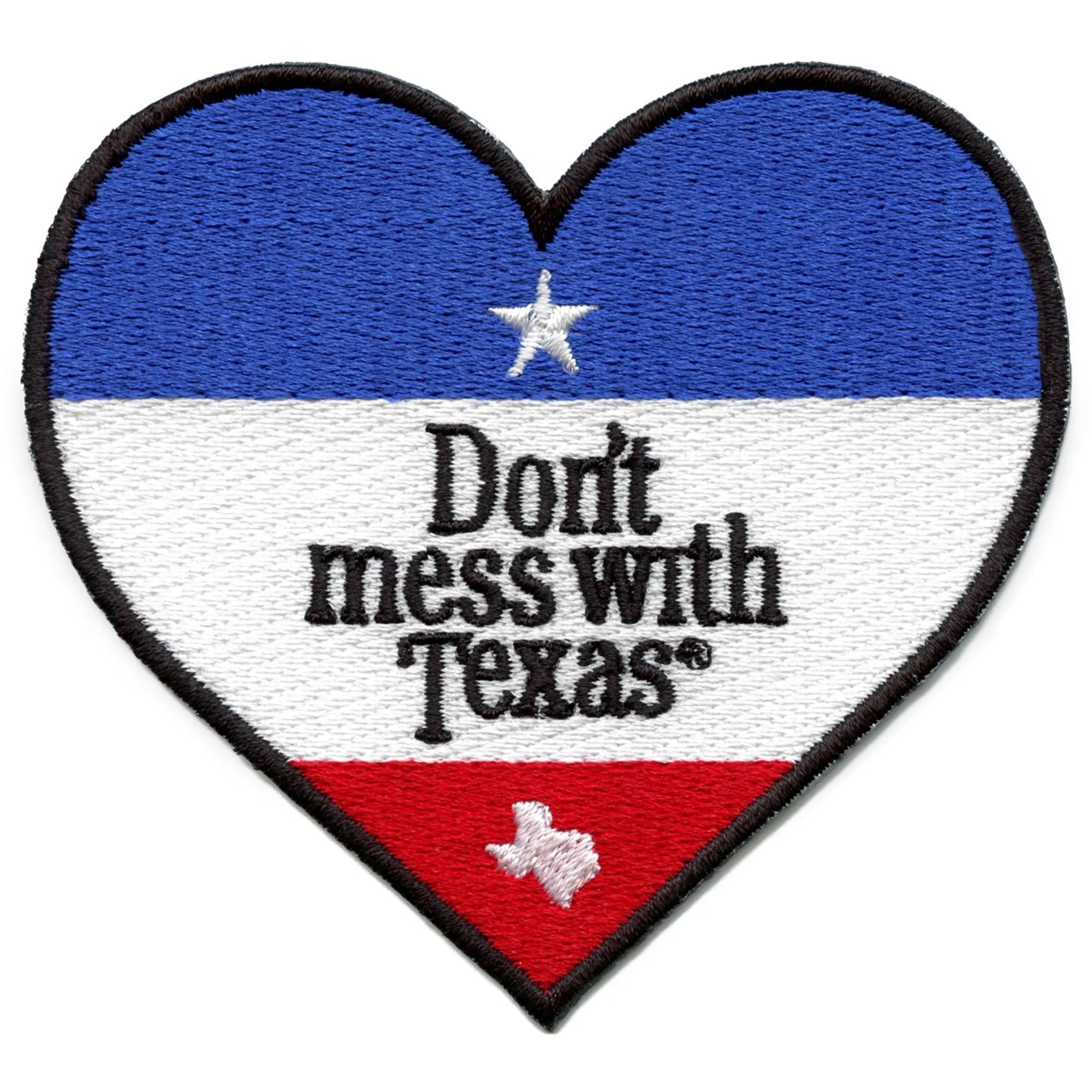 Don't Mess With Texas Patch Heart Shape Embroidered Iron On - Image 2