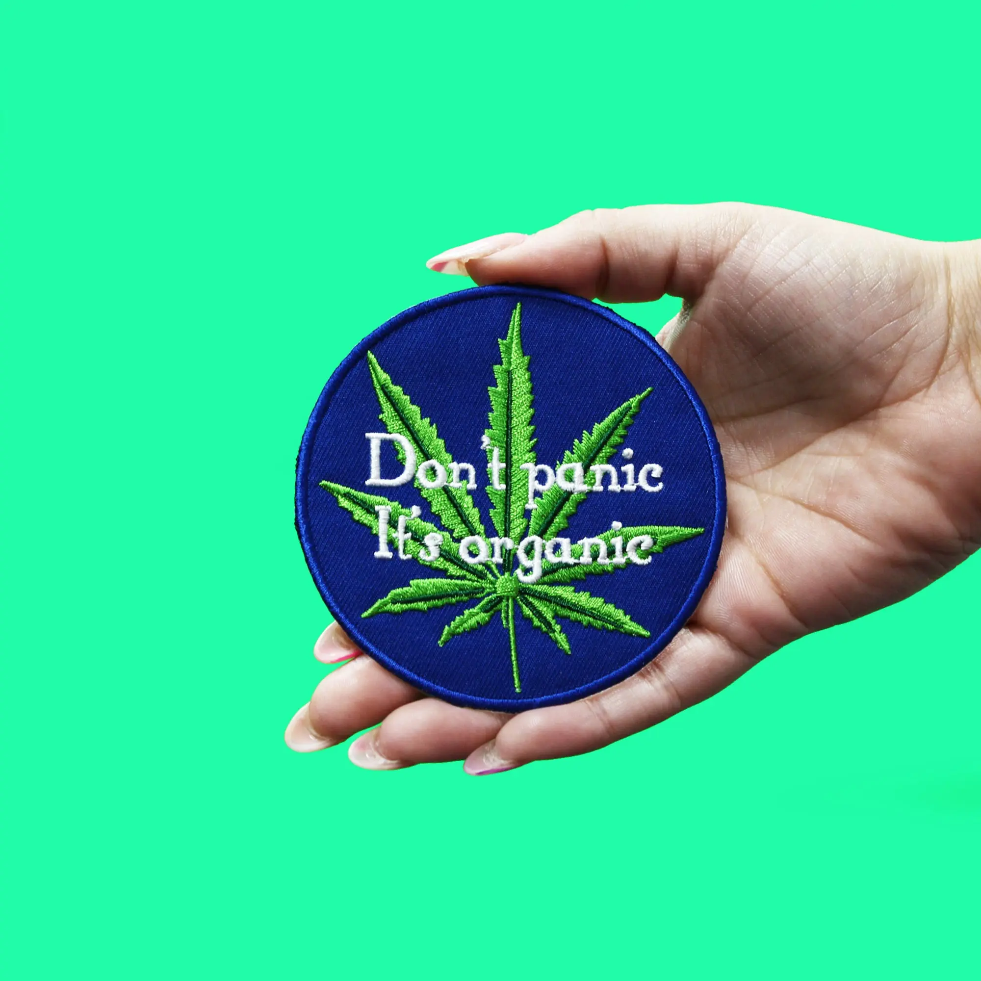 Don't Panic It's Organic Patch With Hemp Embroidered Iron On - Image 2