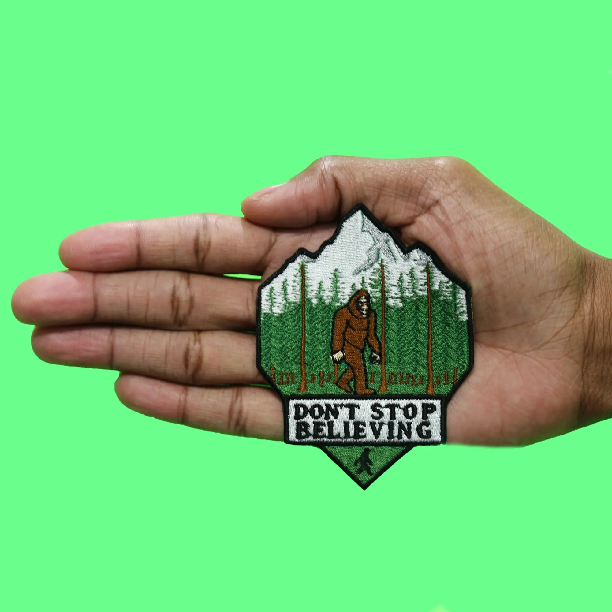 Dont Stop Believing Big Foot Patch Legend Creature Forest Embroidered Iron On - Image 2