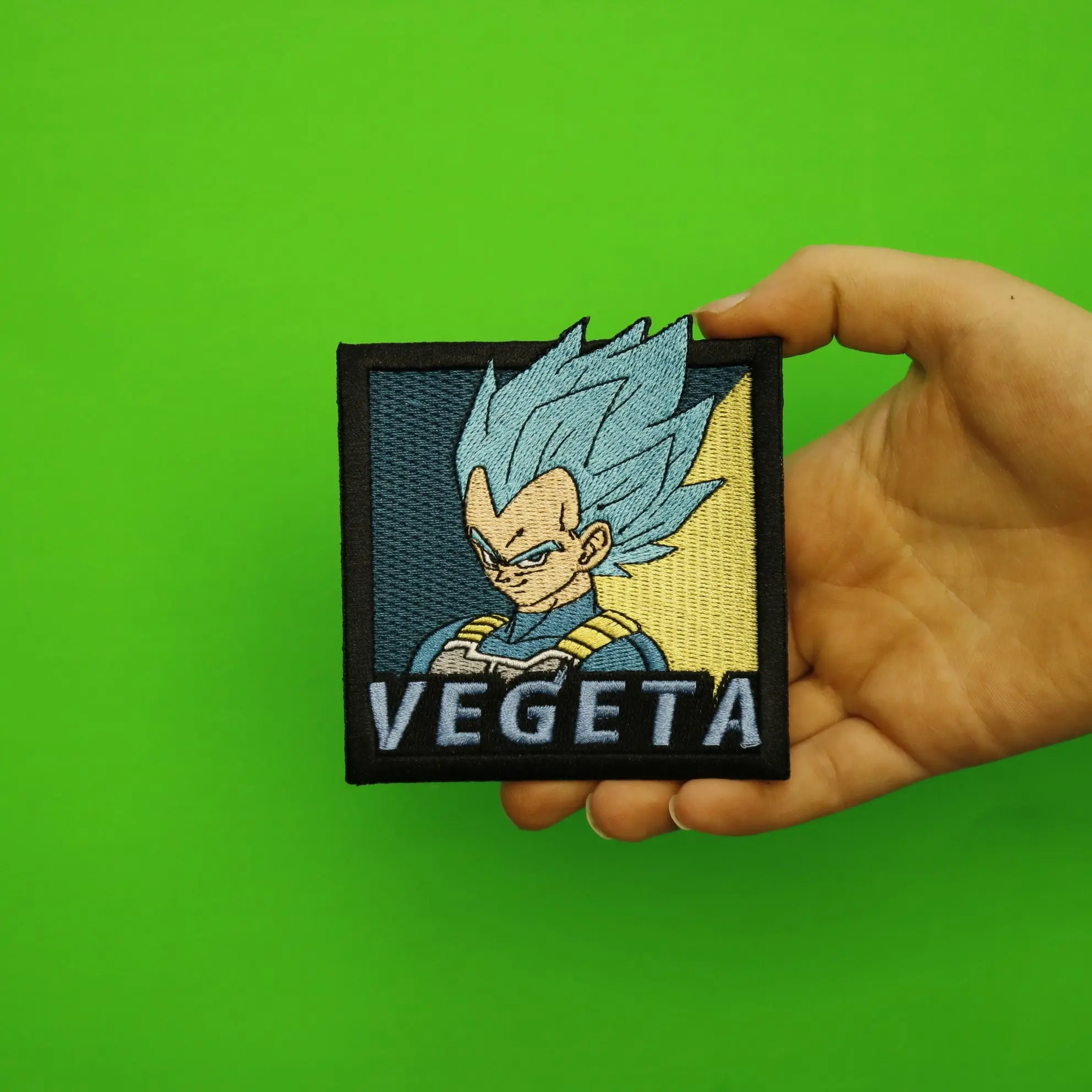 Dragon Ball Super Broly SSGSS Vegeta Anime Square Embroidered Patch - Image 2