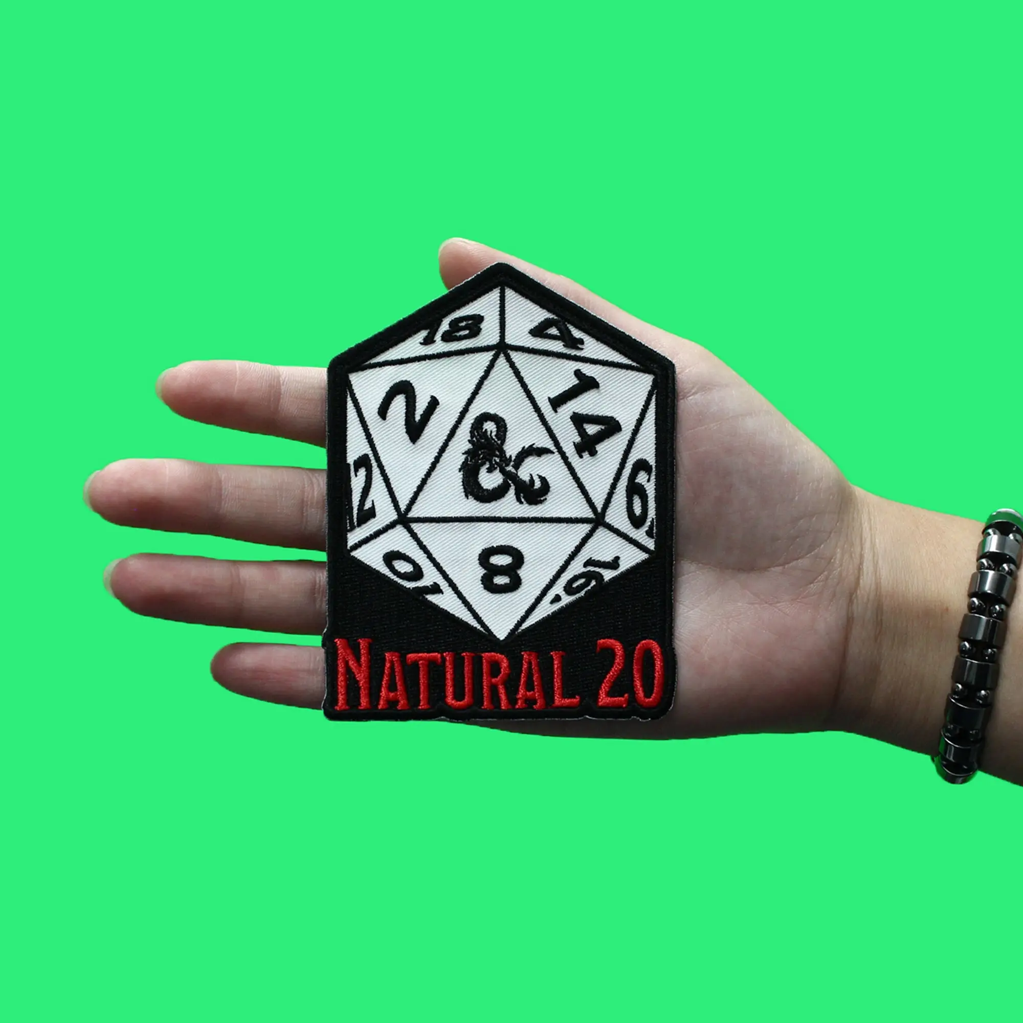 Dungeons And Dragons Natural 20 Patch Icosahedron Dice Game Embroidered Iron On - Image 3