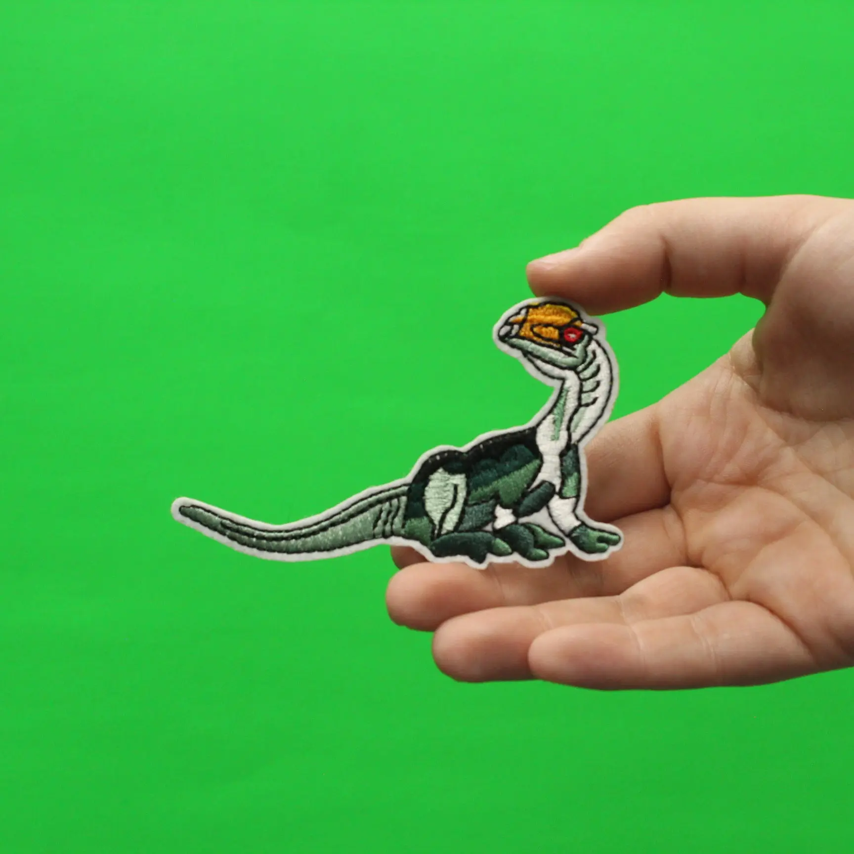 Edmontosaurus Green With Orange Bill Dinosaur Embroidered Iron On Patch - Image 2