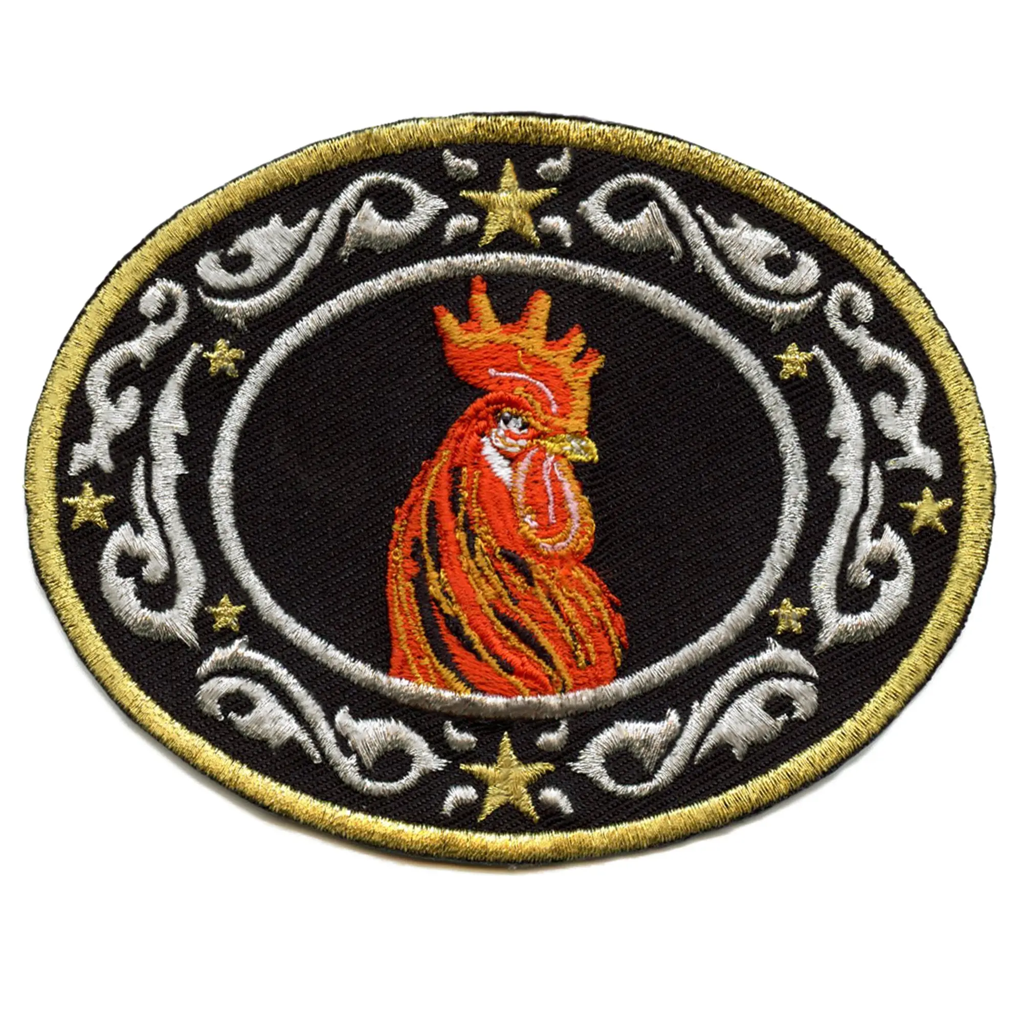 El Gallo Rooster Belt Buckle Patch Mexican Rancho Embroidered Iron On