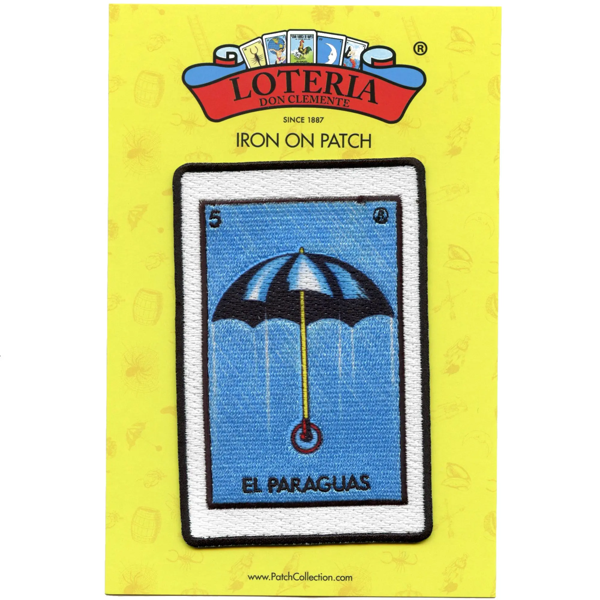 El Paraguas 5 Patch Umbrella Mexican Loteria Card Sublimated Embroidery Iron On