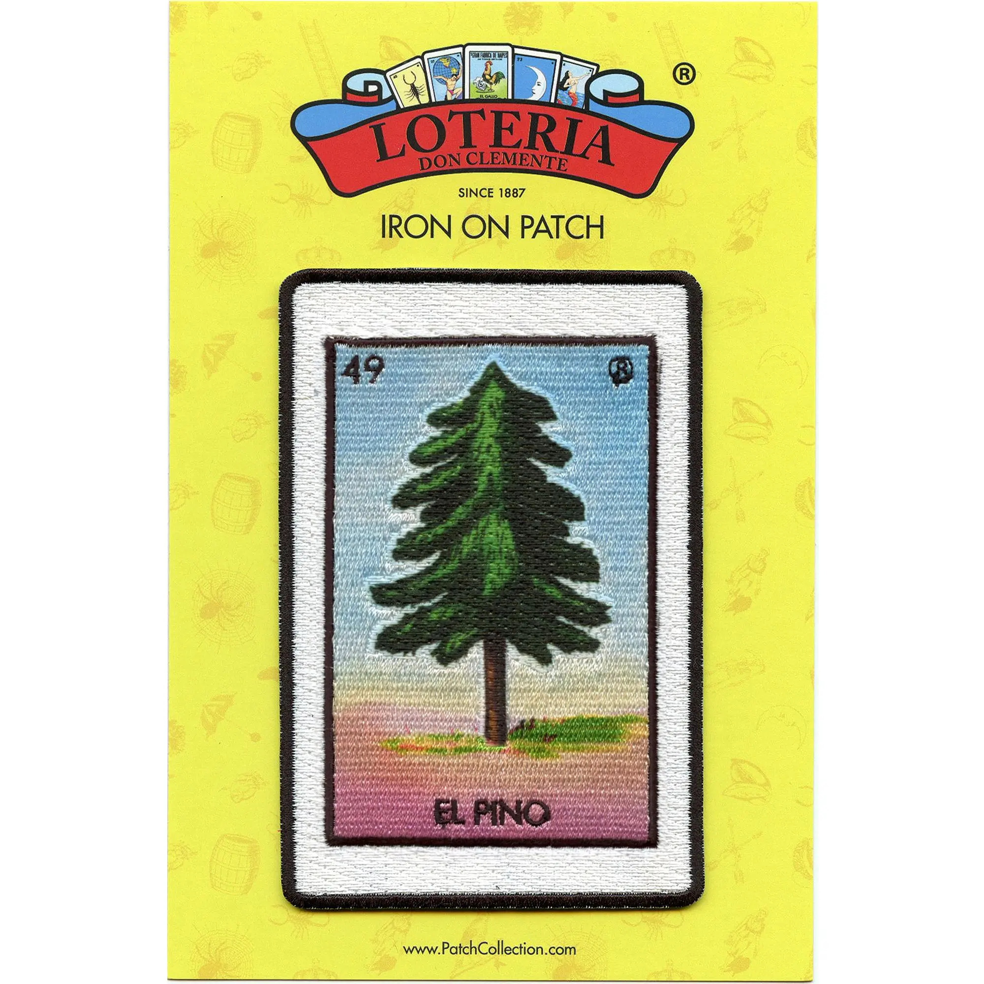 El Pino 49 Patch Pine Tree Mexican Loteria Card Sublimated Embroidery Iron On