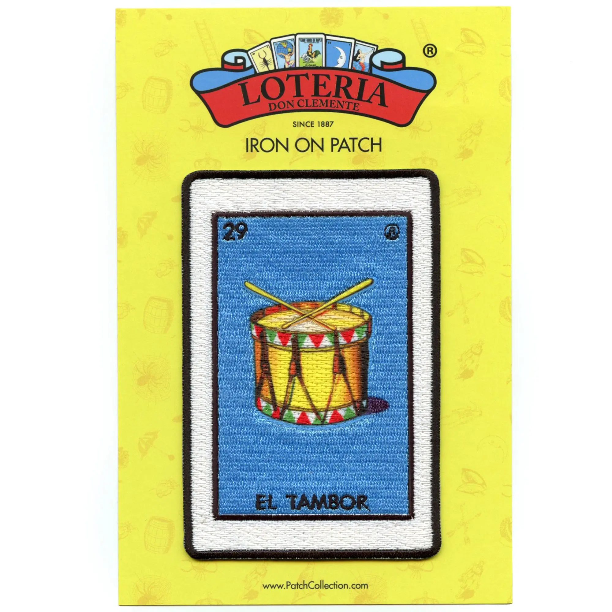 El Tambor 29 Patch Drum Mexican Loteria Card Sublimated Embroidery Iron On