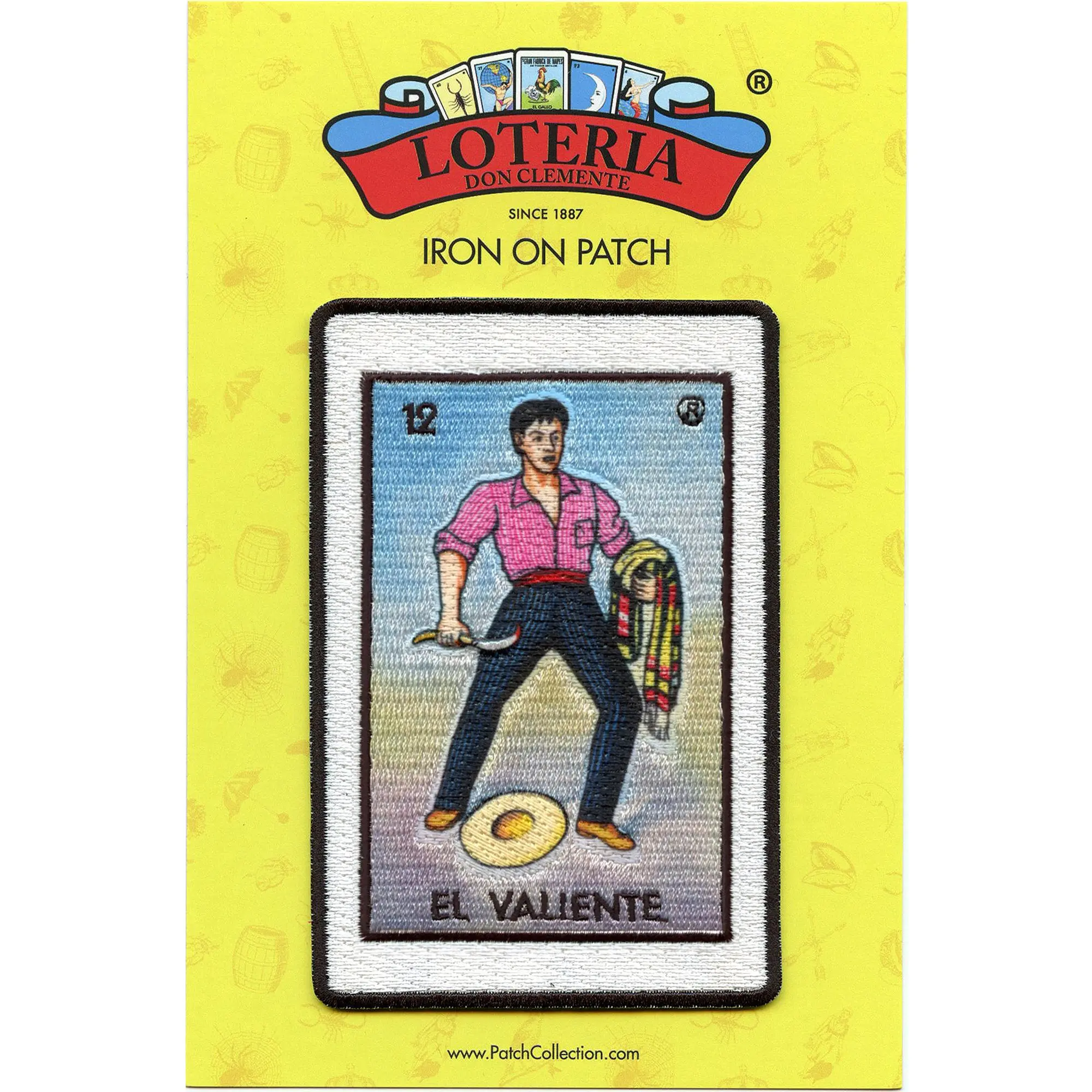 El Valiente 12 Patch Brave Mexican Loteria Card Sublimated Embroidery Iron On