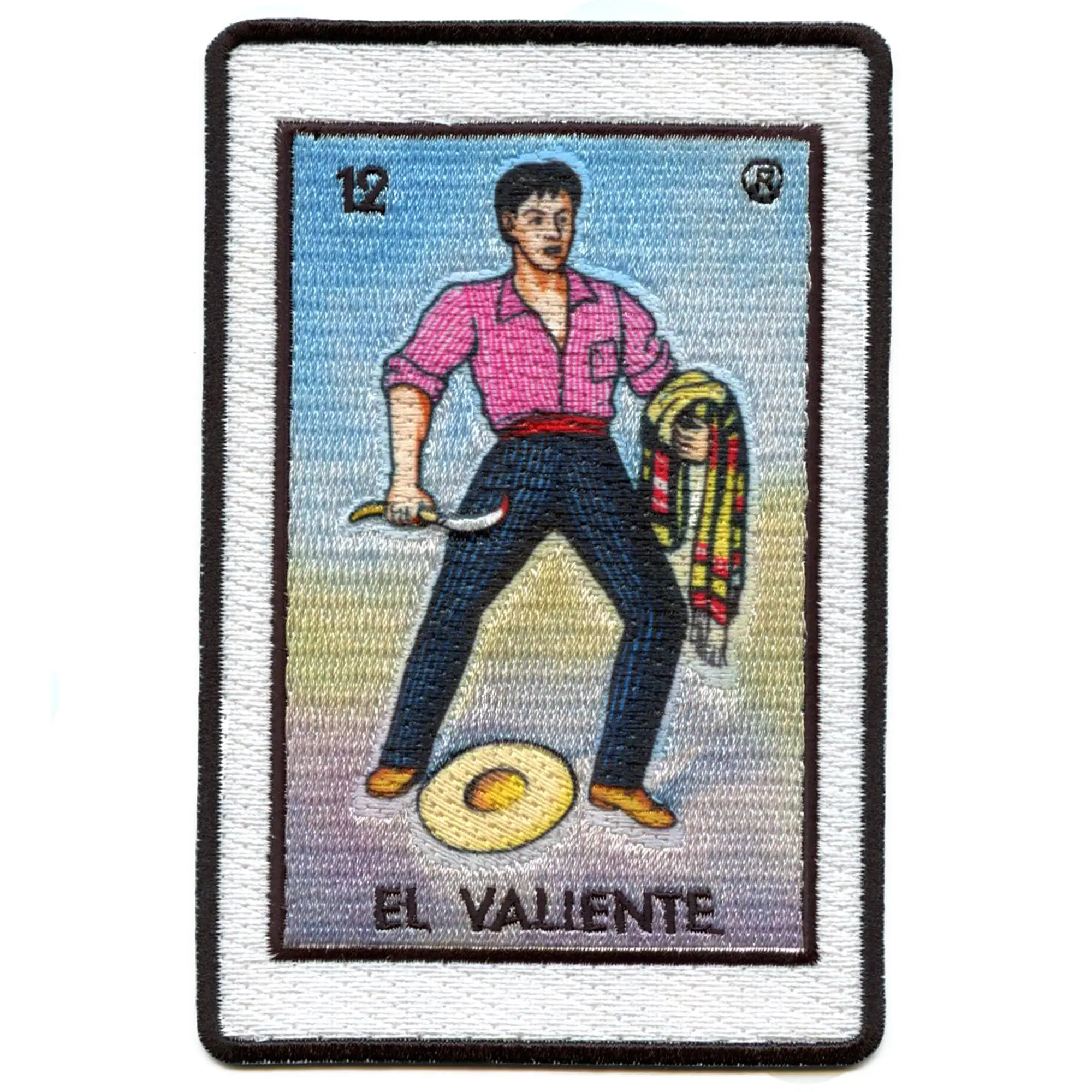 El Valiente 12 Patch Brave Mexican Loteria Card Sublimated Embroidery Iron On - Image 2