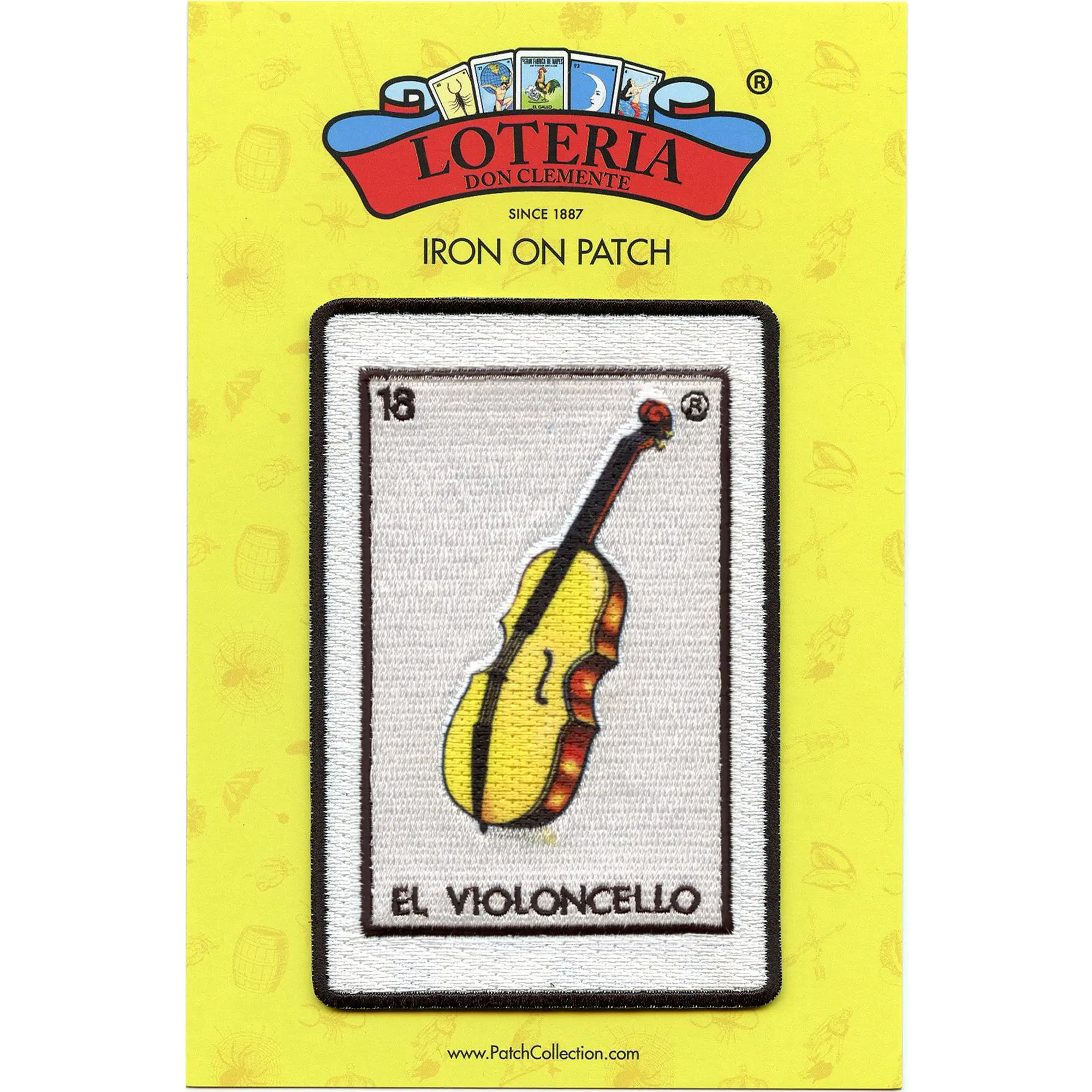 El Violoncello 18 Patch Cello Mexican Loteria Card Sublimated Embroidery Iron On