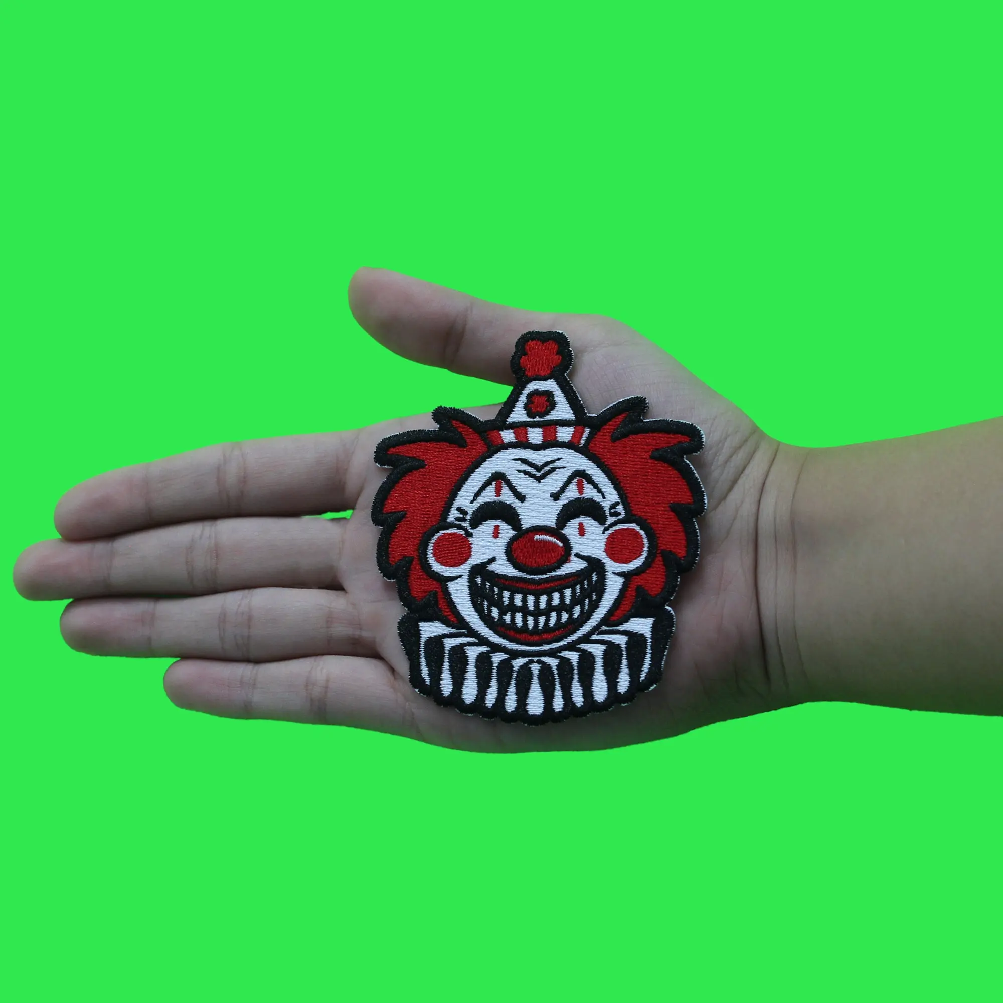 Evil Circus Clown Patch Party Creepy Smile Embroidered Iron On - Image 2