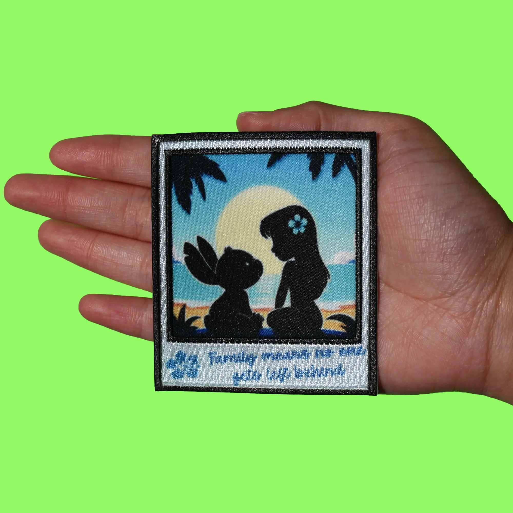 Family Means No One Gets Left Behind Patch Snapshot Island Alien Embroidered Iron On - Image 2