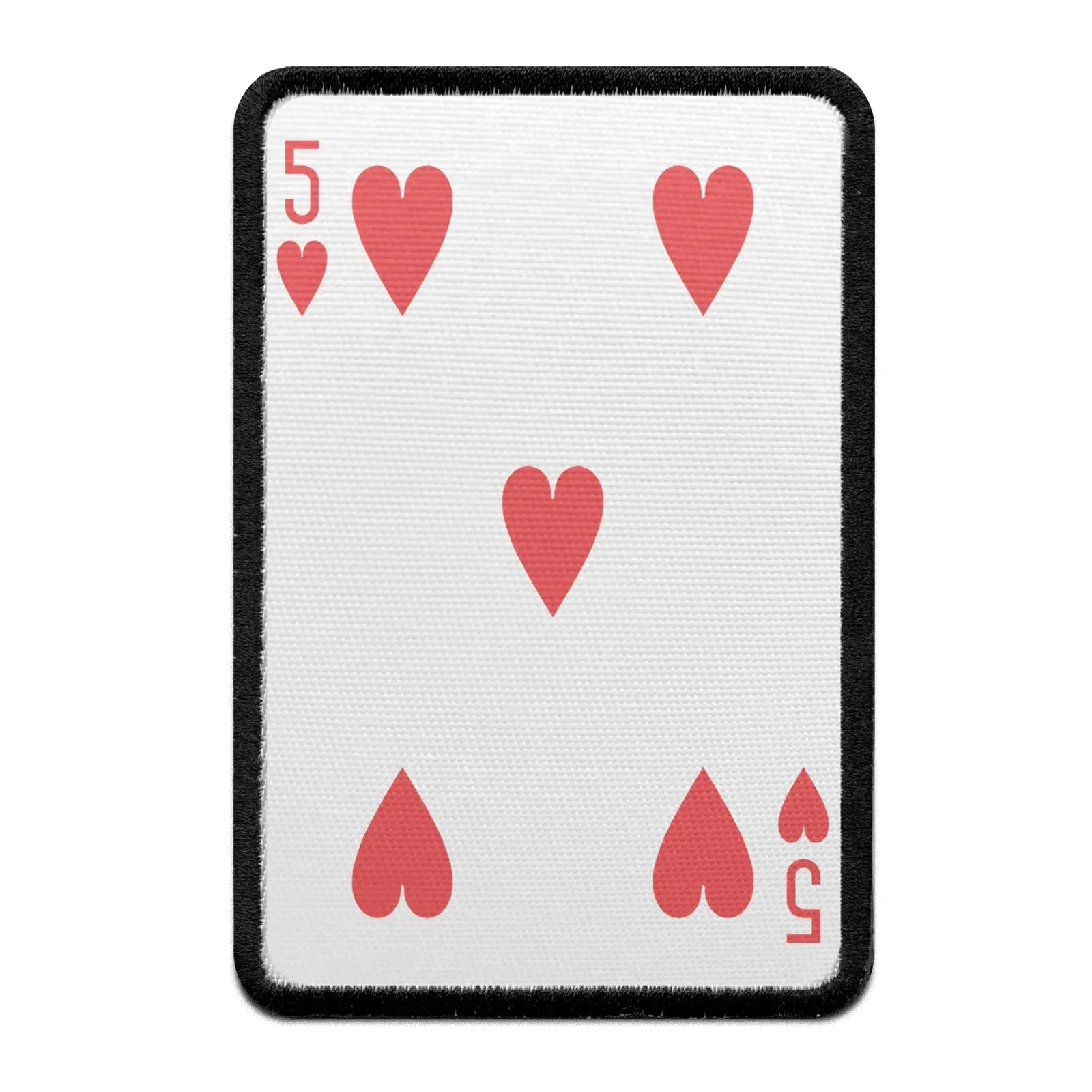 Five Of Hearts Card FotoPatch Game Deck Embroidered Iron On
