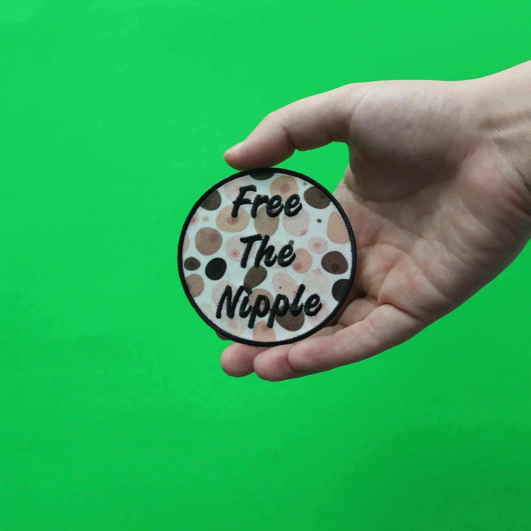Free The Nipple Round EXCLUSIVE Embroidered Iron On Patch - Image 2
