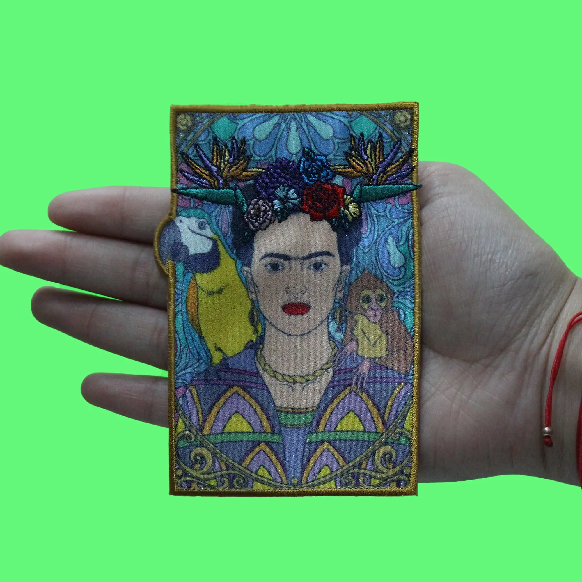 Frida Kahlo Animal Portrait Patch Famous Women Art Sublimated Embroidery Iron On - Image 2