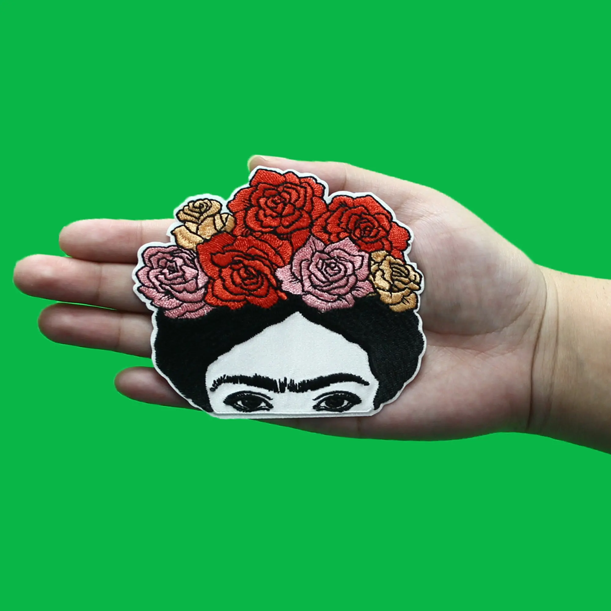 Frida Kahlo Flower Crown Patch Iconic Feminist Artist Embroidered Iron On - Image 2