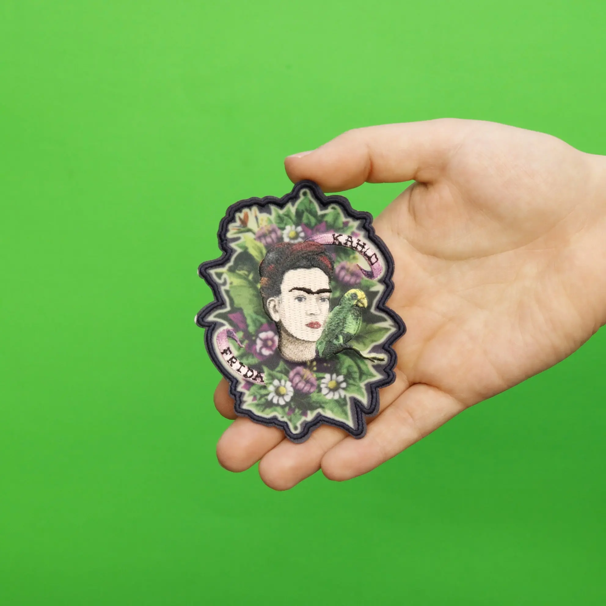 Frida Kahlo Self Portrait With Parrot Sublimated Embroidered Iron On Patch - Image 2