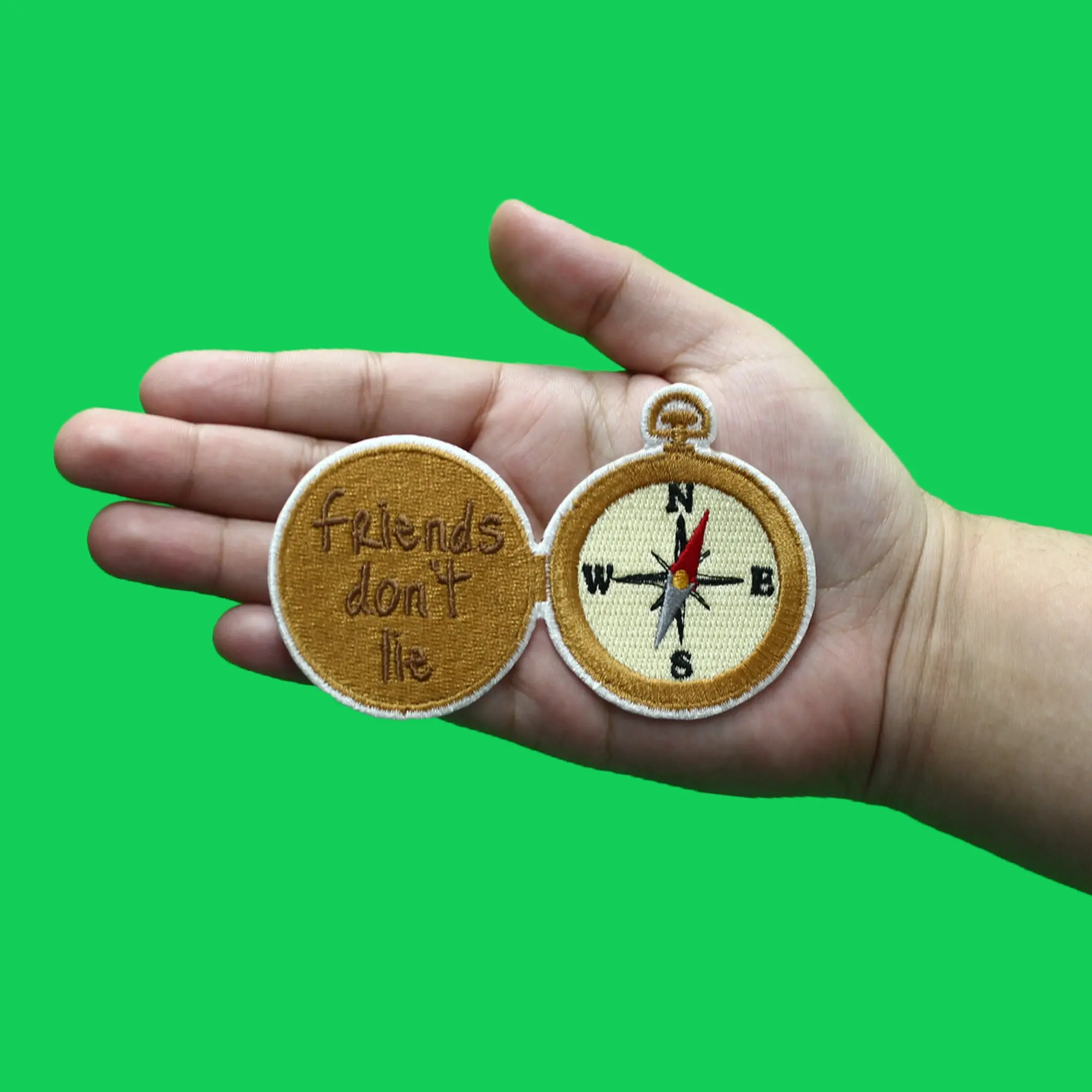 Friends Don't Lie Compass Patch Strange TV Friendship Embroidered Iron On - Image 2