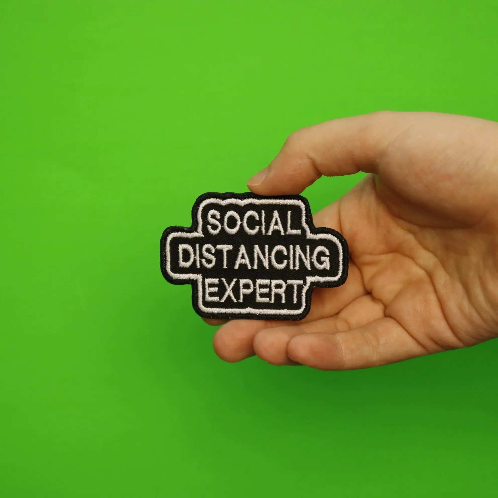 Funny Social Distancing Expert Embroidered Iron On Patch - Image 2
