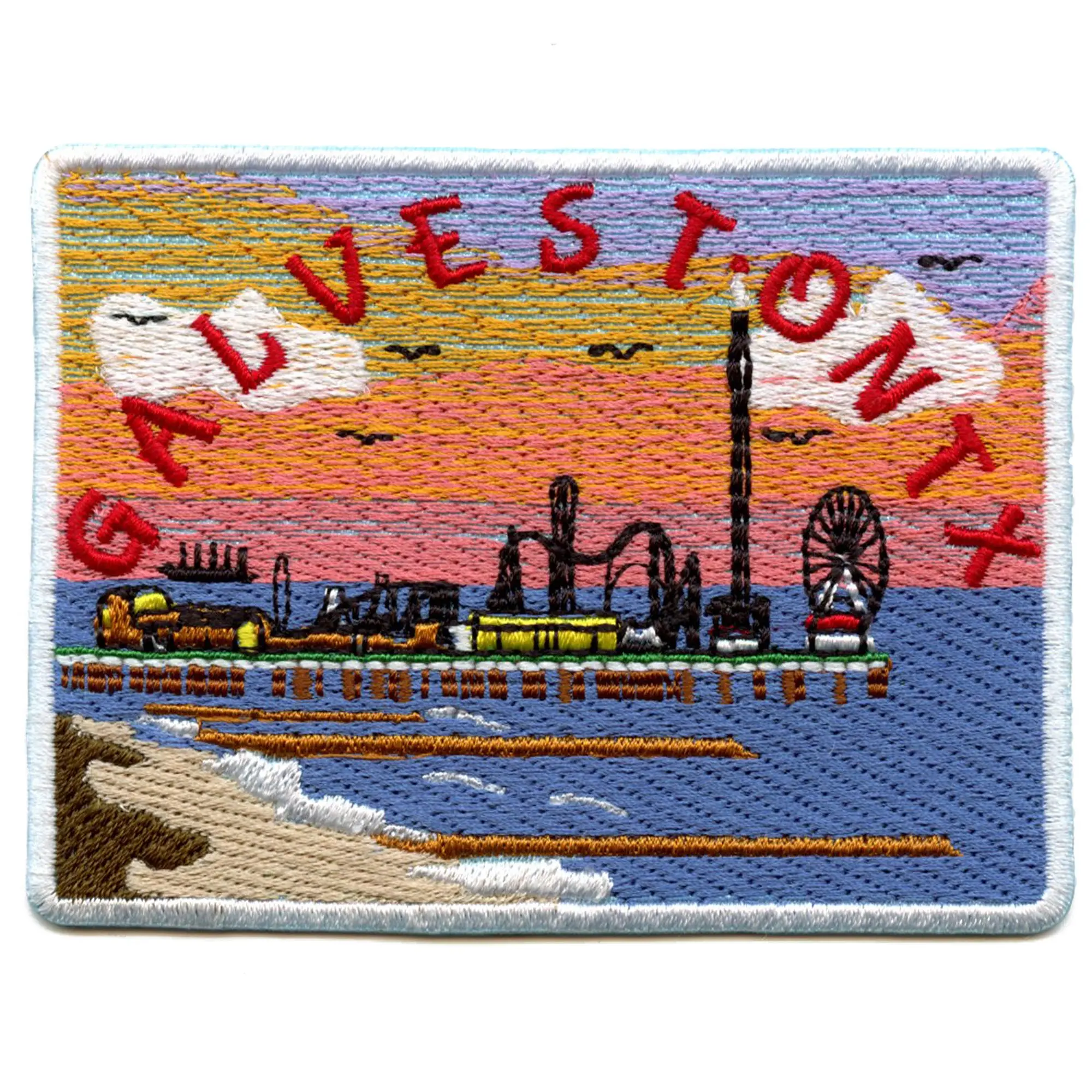 Galveston Texas Boardwalk Patch Beach Travel Souvenir Embroidered Iron On