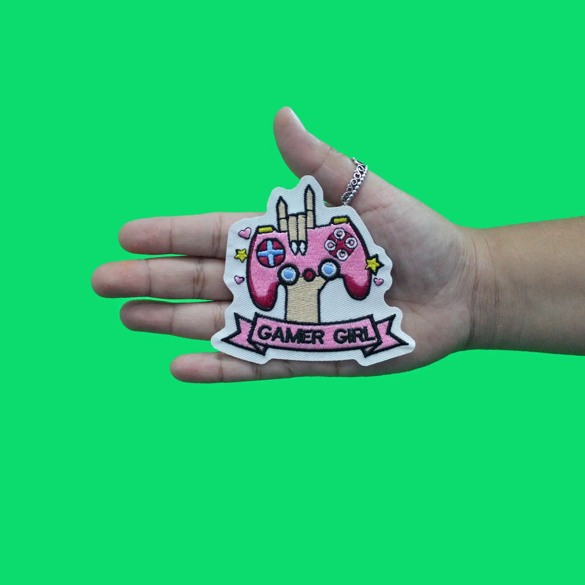 Gamer Girl Pink Logo Patch Feminine Video Game Player Embroidered Iron On - Image 2