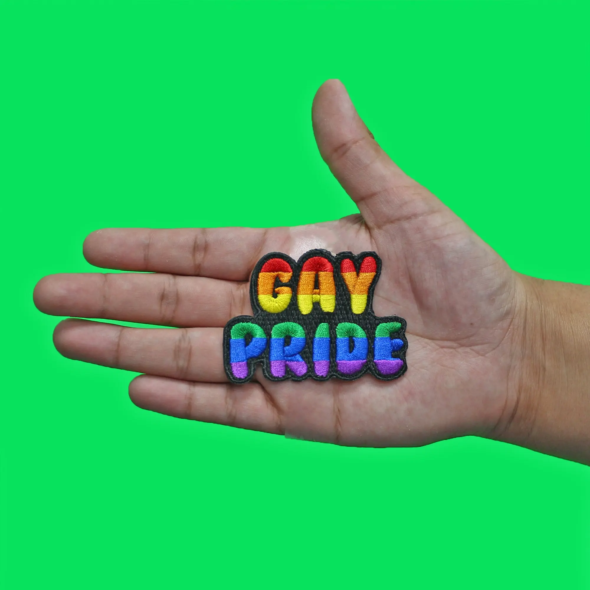 Gay Pride Colors Script Patch Rainbow LGBTQ+ Equality Embroidered Iron On - Image 2