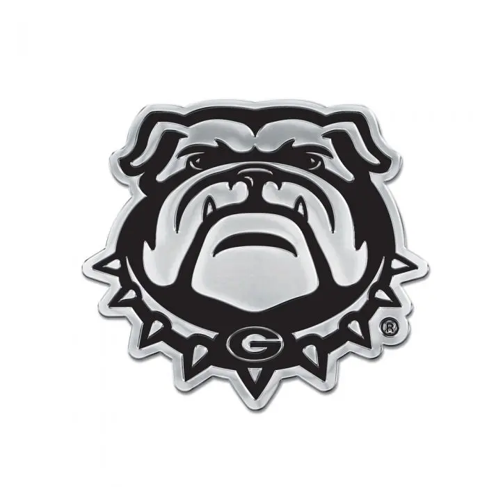 Georgia Bulldogs Mascot Premium Solid Metal Chrome Plated Car Auto Emblem