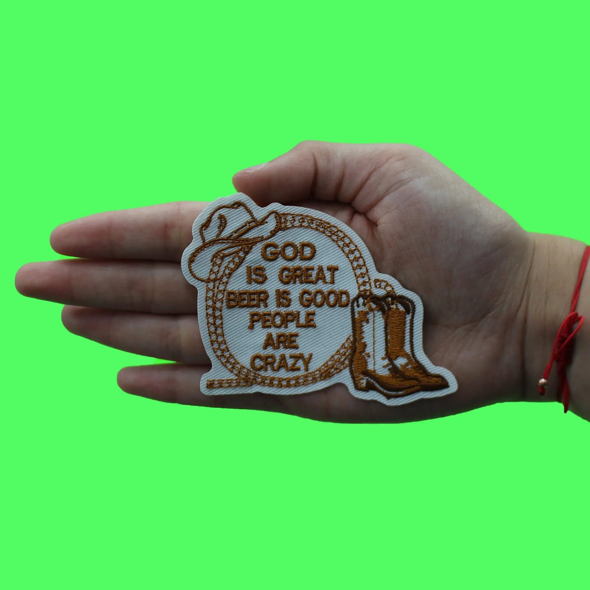 God Is Great Patch Beer Is Good People Are Crazy Country Embroidered Iron On - Image 2