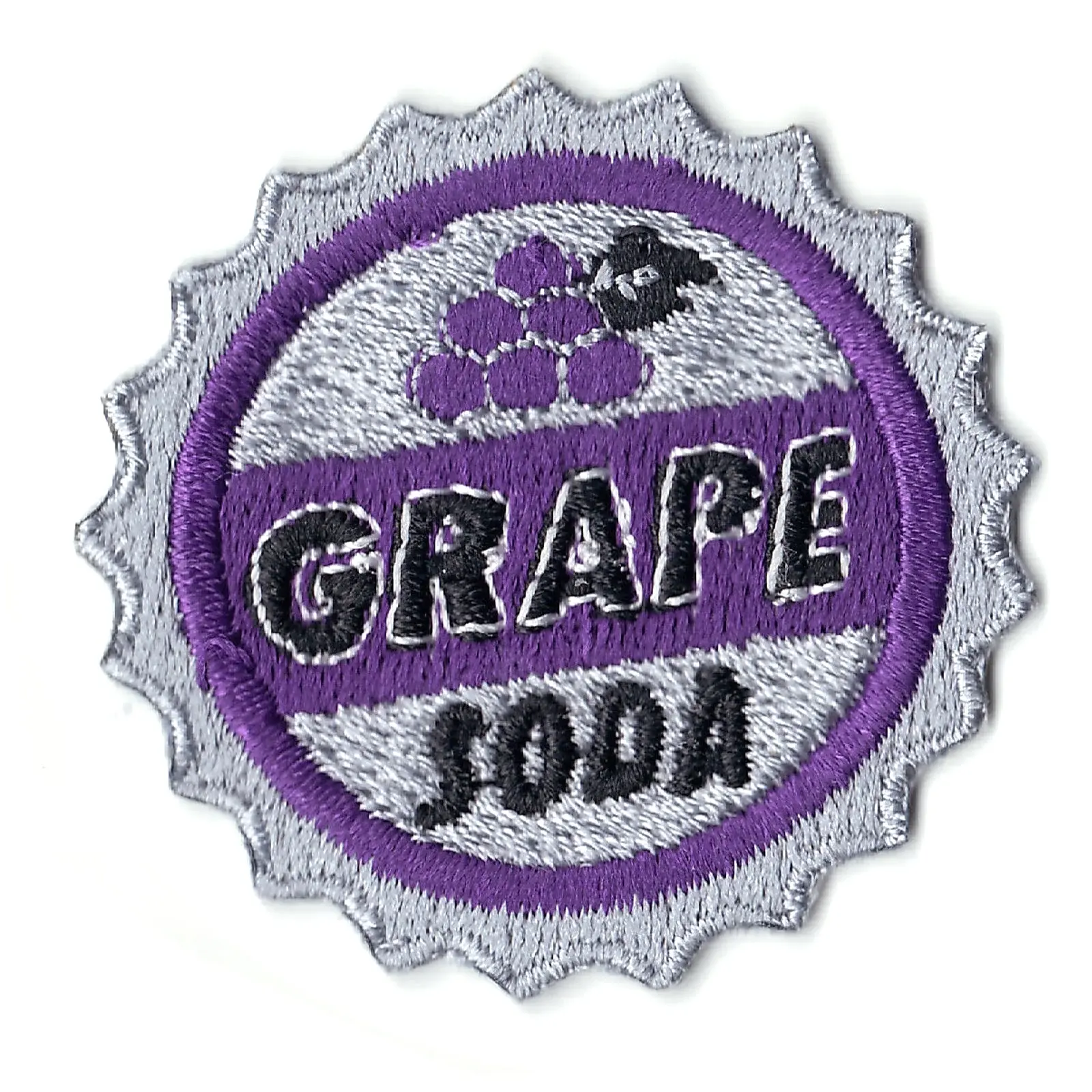 Grape Soda Bottle Cap Merit Badge Iron On Patch