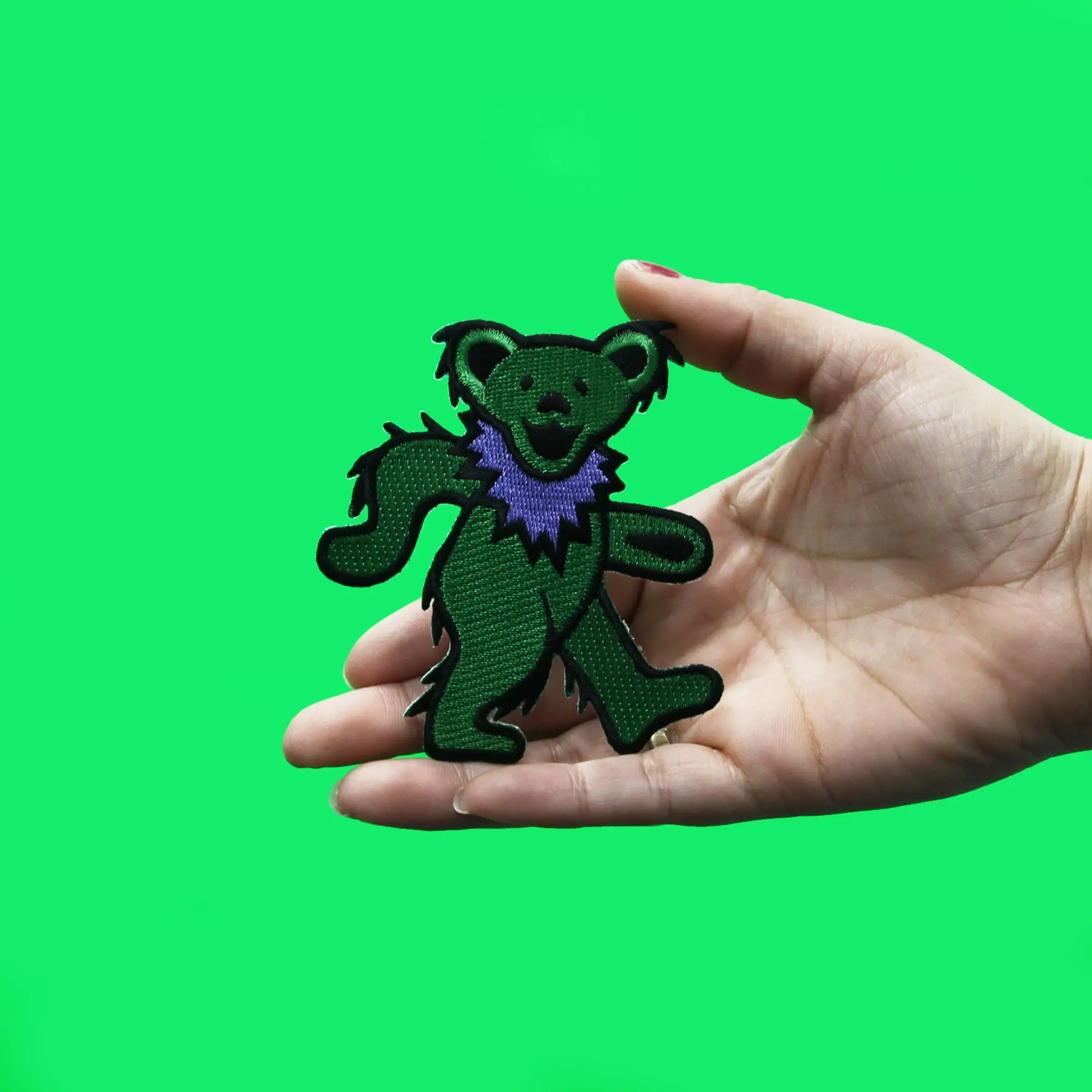 Grateful Dead Green Bear Patch Medium Iconic Embroidered Iron On - Image 2