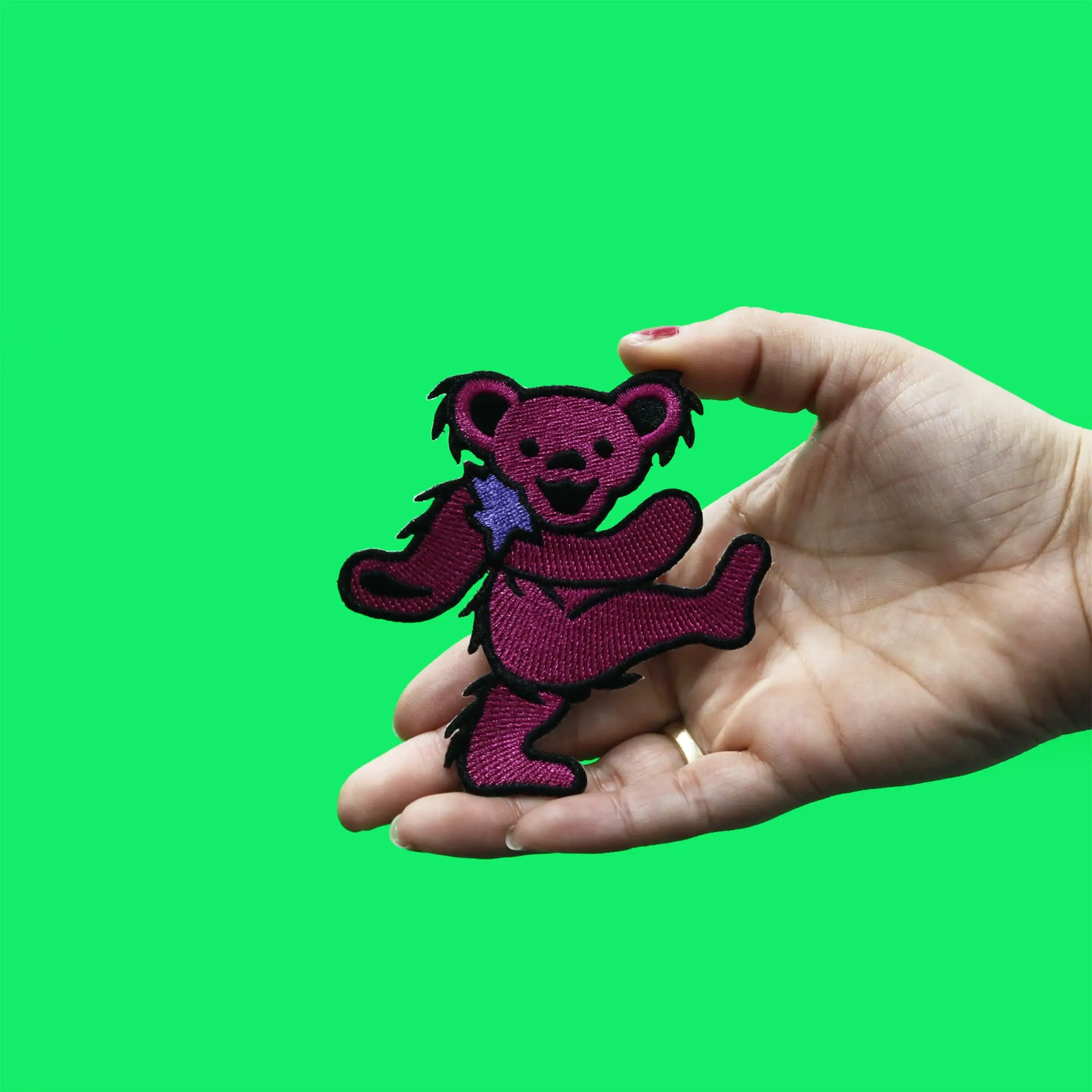 Grateful Dead Pink Bear Patch Medium Iconic Embroidered Iron On - Image 2