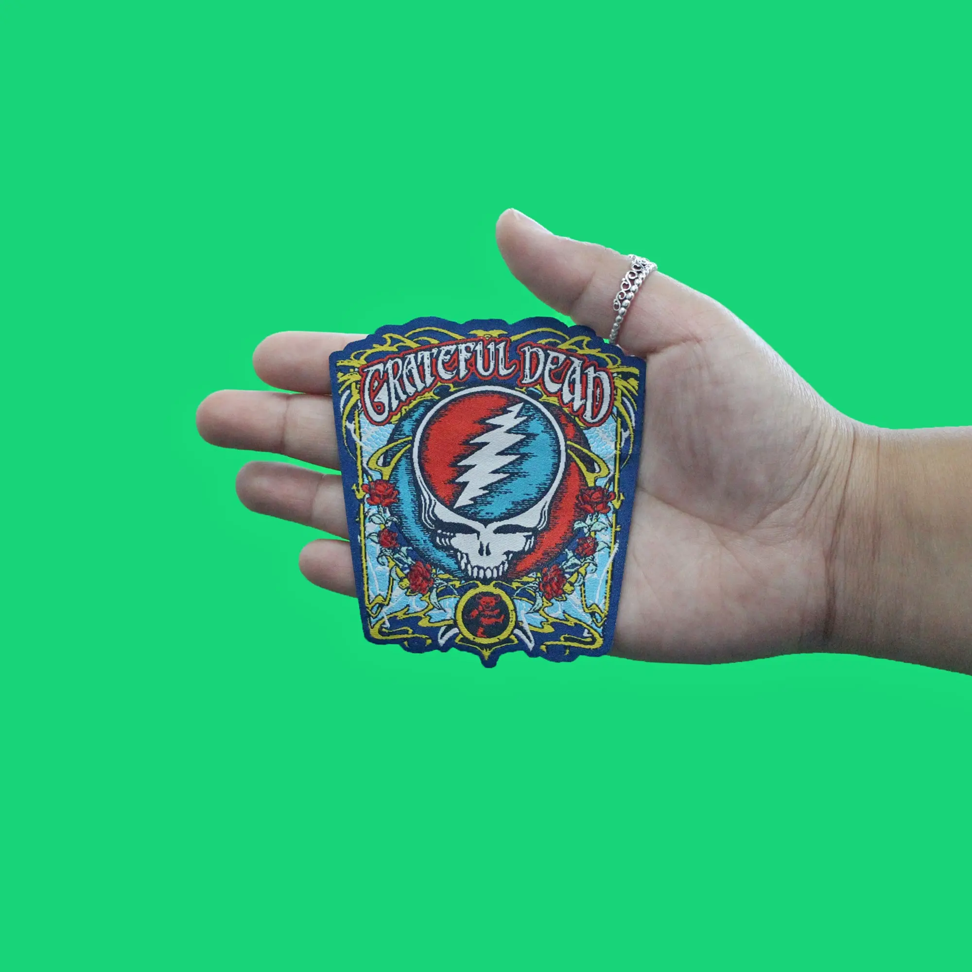 Grateful Dead Skull Art Patch American Rock Band Woven Iron On - Image 2