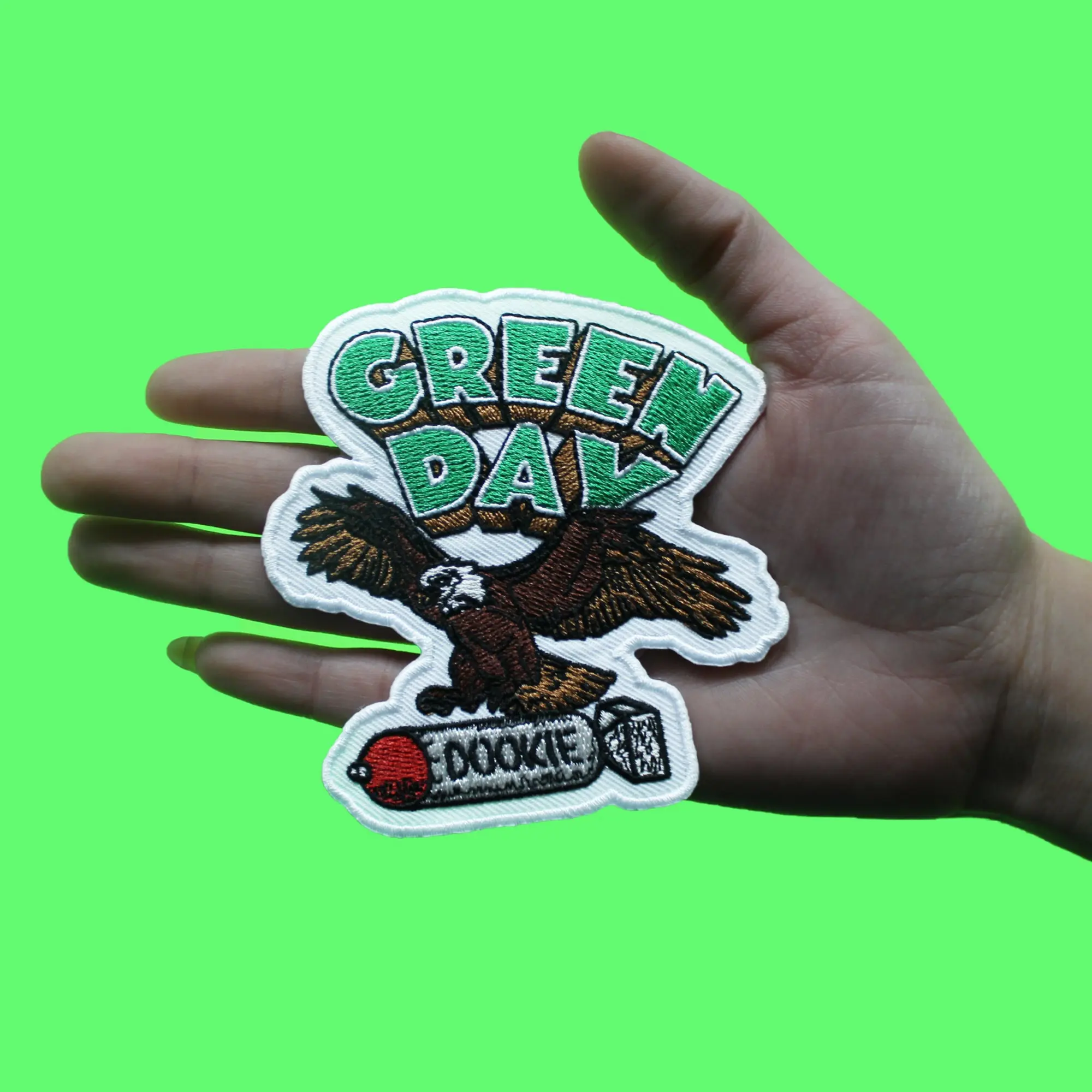 Green Day Band Patch Dookie Eagle Logo Embroidered Iron On - Image 2