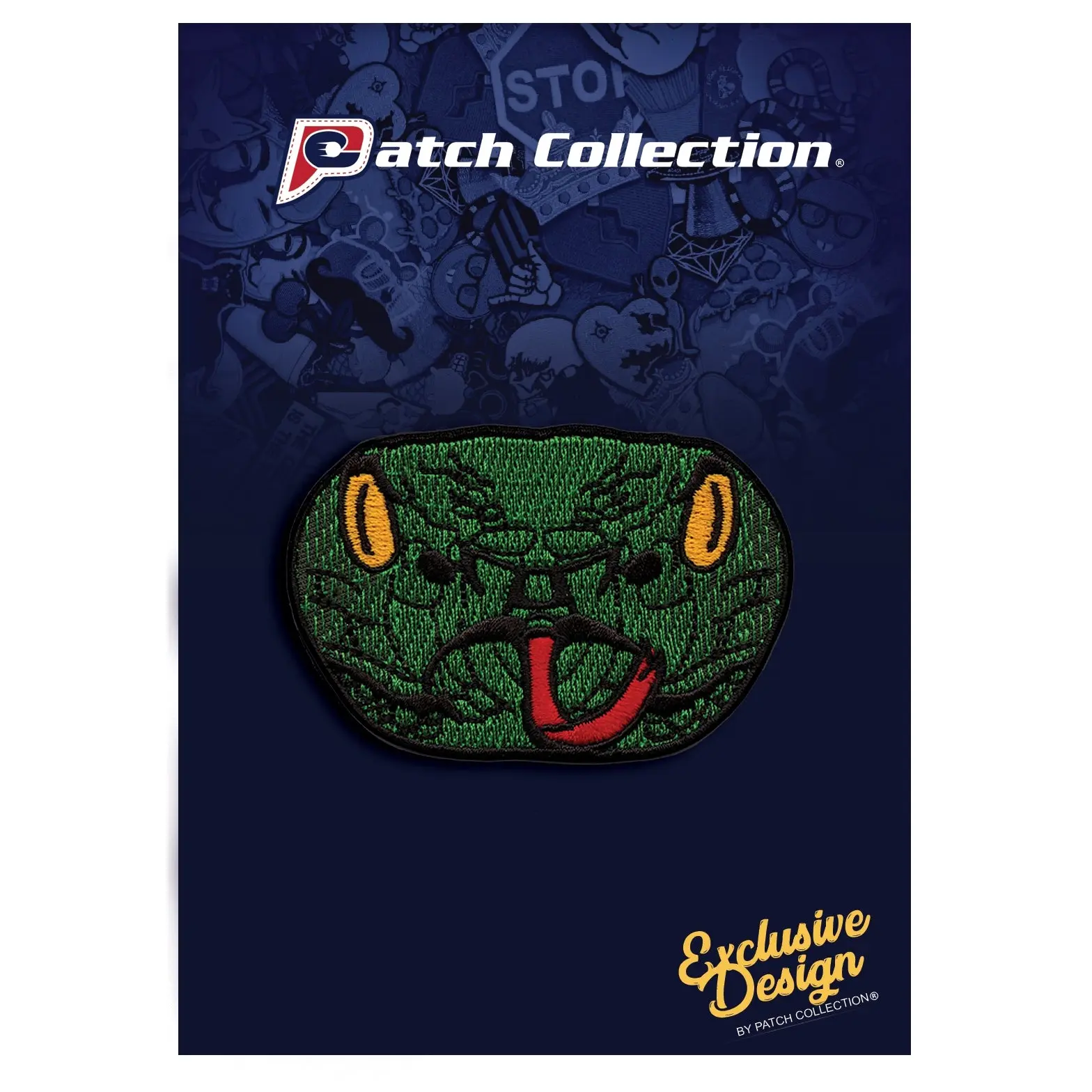 Green Pit Viper Snake Head Iron On Patch - Image 2