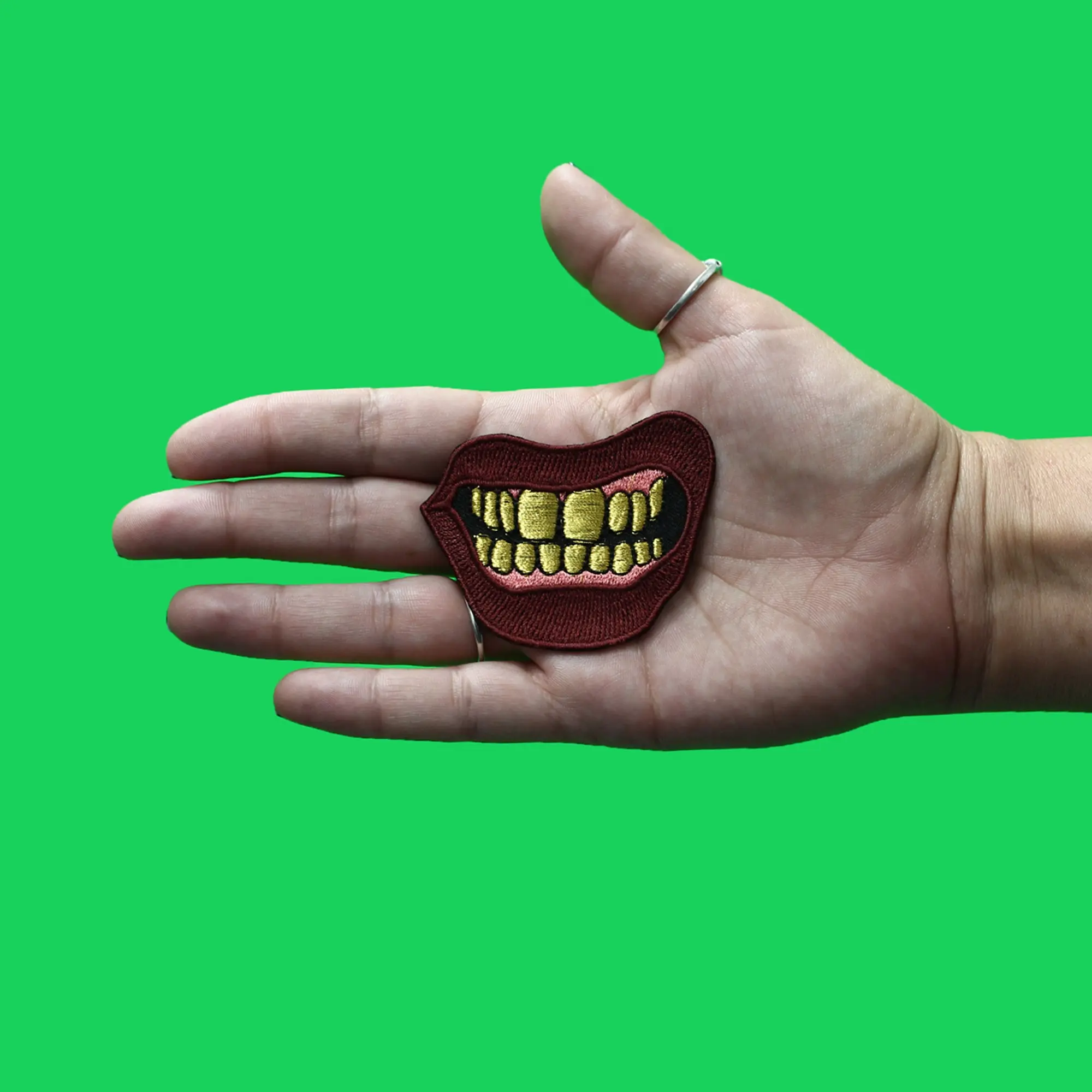 Grinning Gold Grillz Patch Money Genuine Popular Embroidered Iron On - Image 2