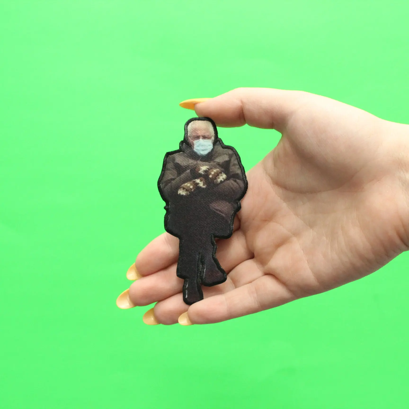 Grumpy Old Man Wearing Mittens Embroidered Iron On Photo Patch - Image 2