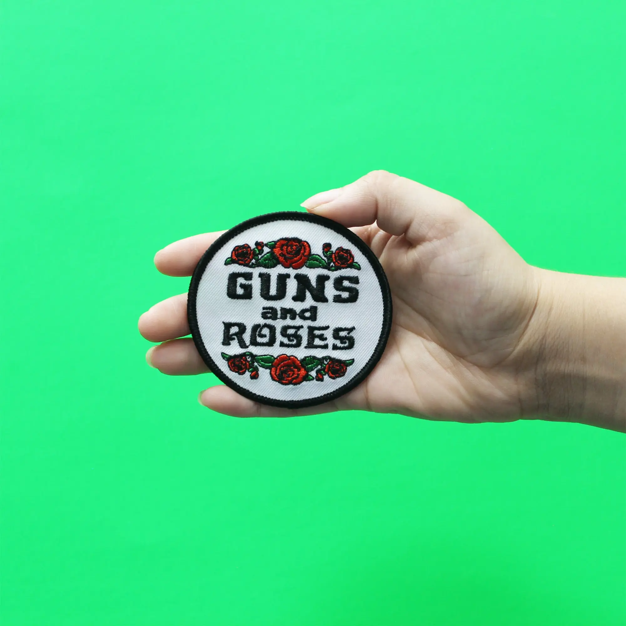 Guns N' Roses Floral Patch Rock Band Round Embroidered Iron On - Image 2