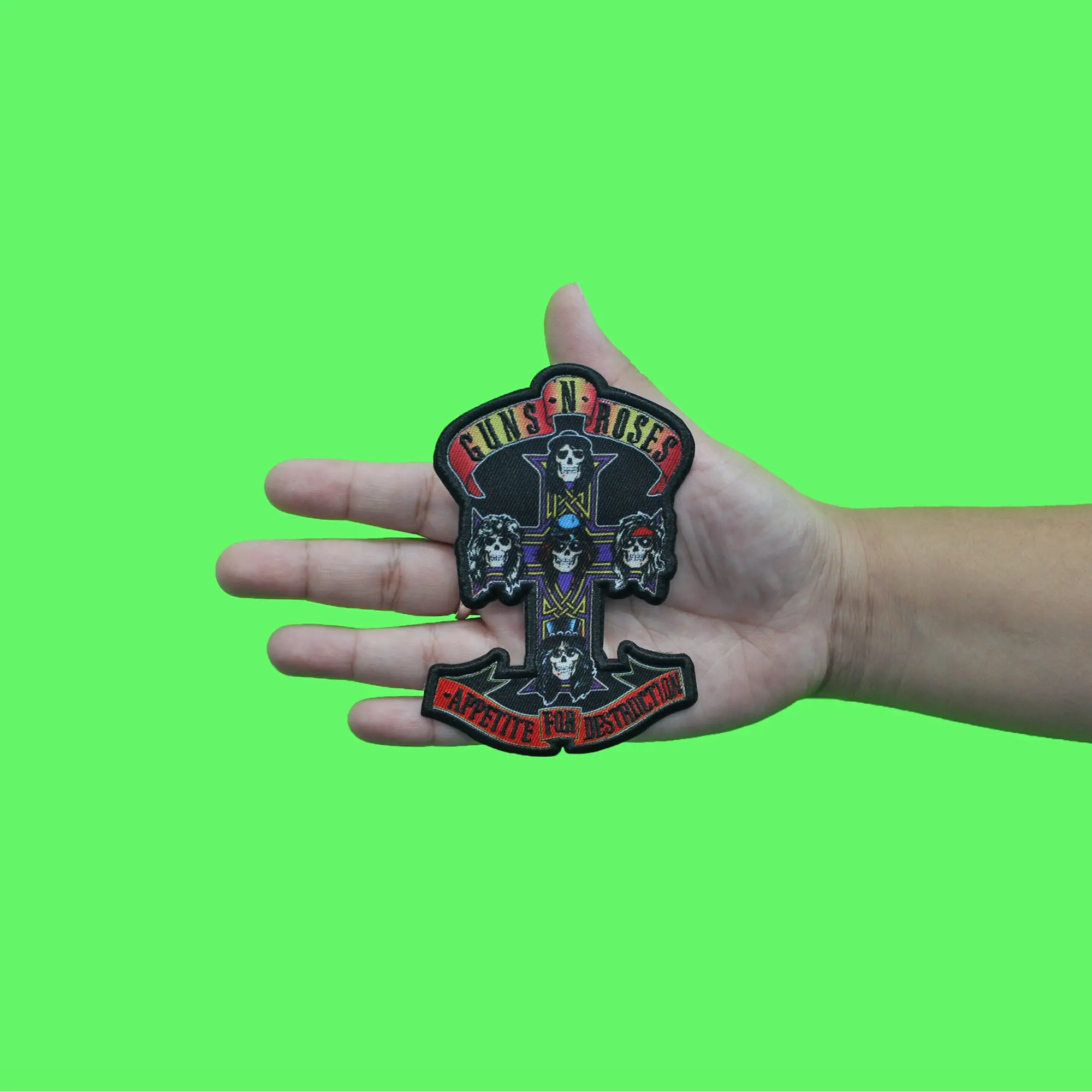 Guns N' Roses Cross Patch Appetite For Destruction Die Cut Sublimated Iron On - Image 2