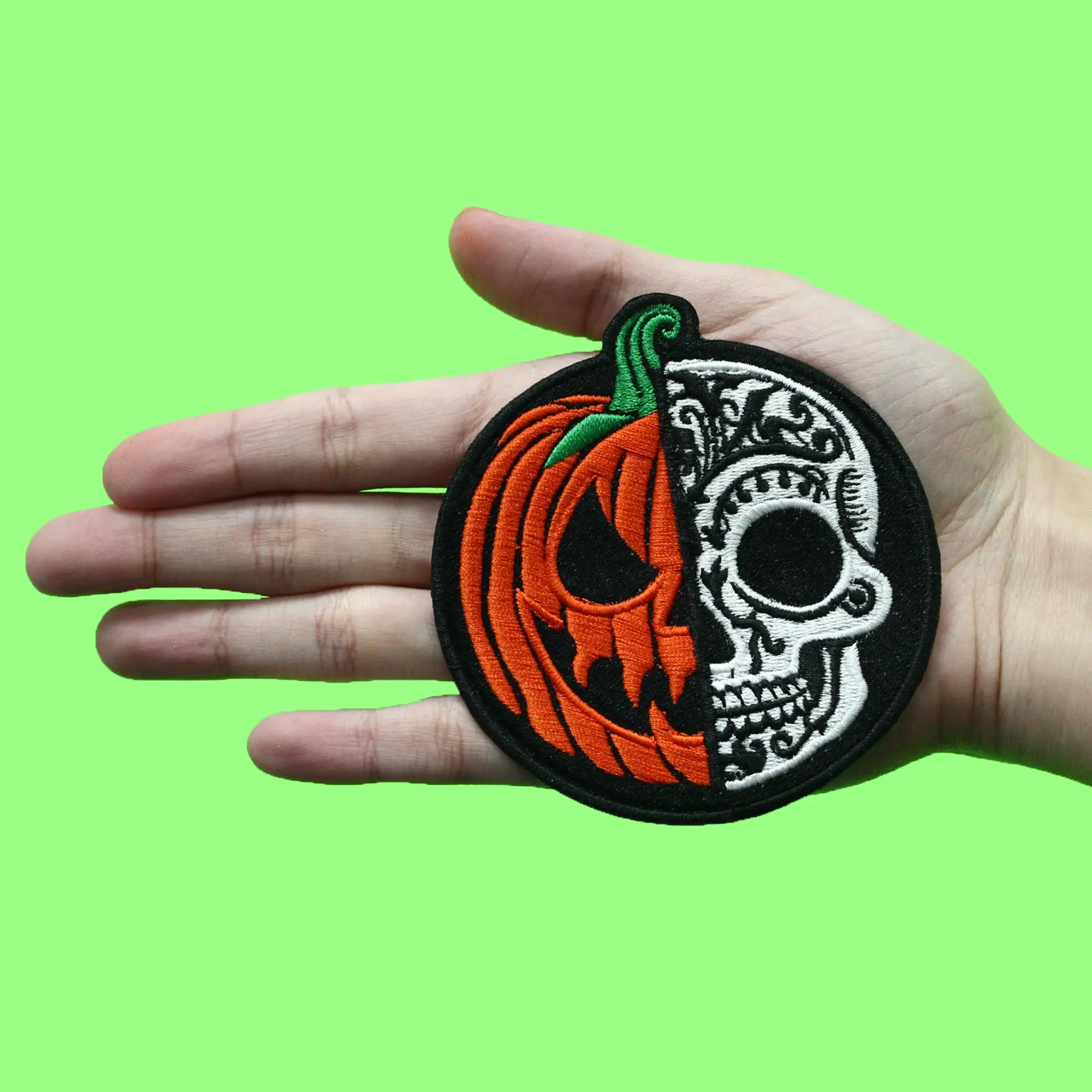 Halloween Pumpkin Skull Patch Spooky Evil Cute Embroidered Iron On - Image 2