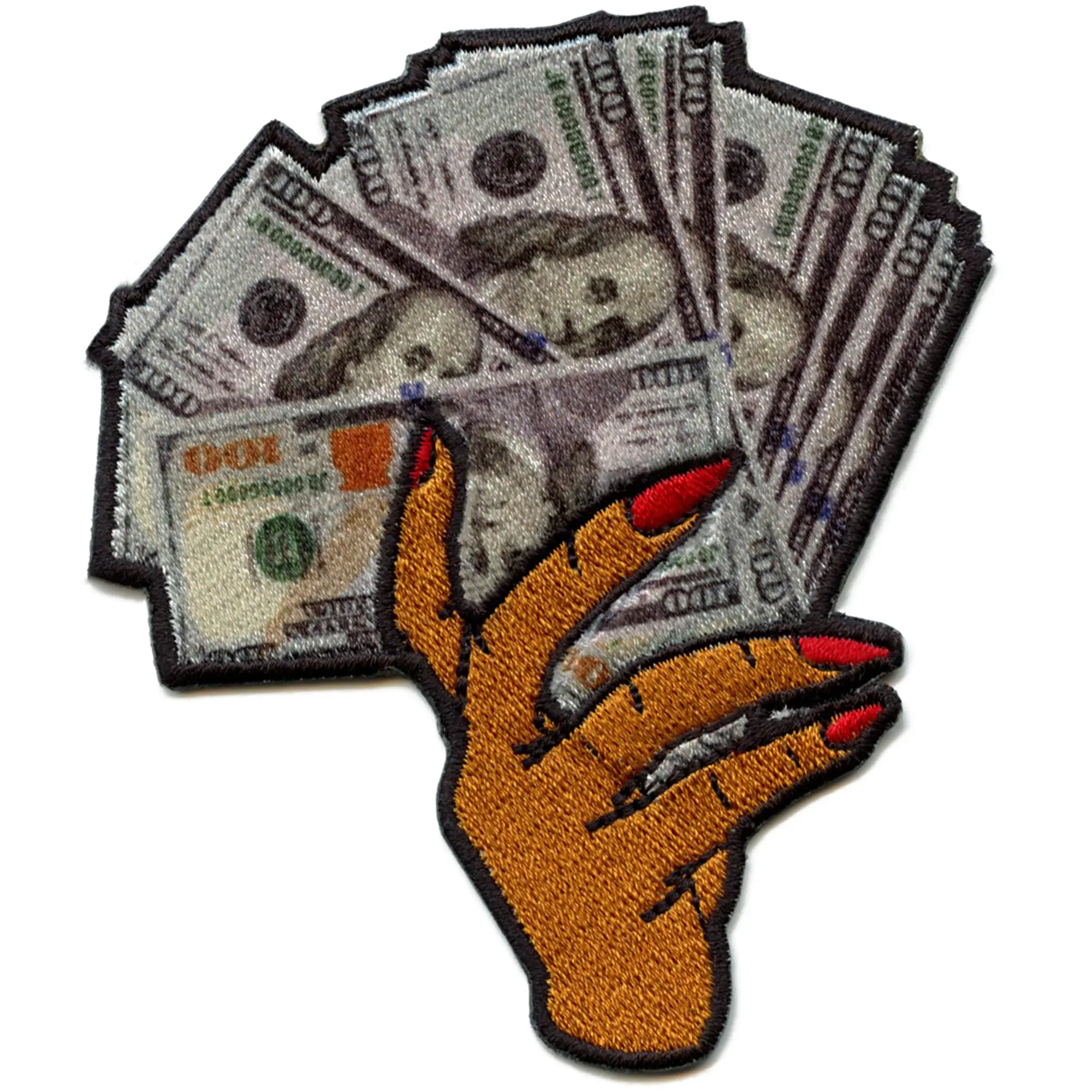 Hand Holding Money Fan Patch Girl Boss Moves Sublimated Embroidery Iron On