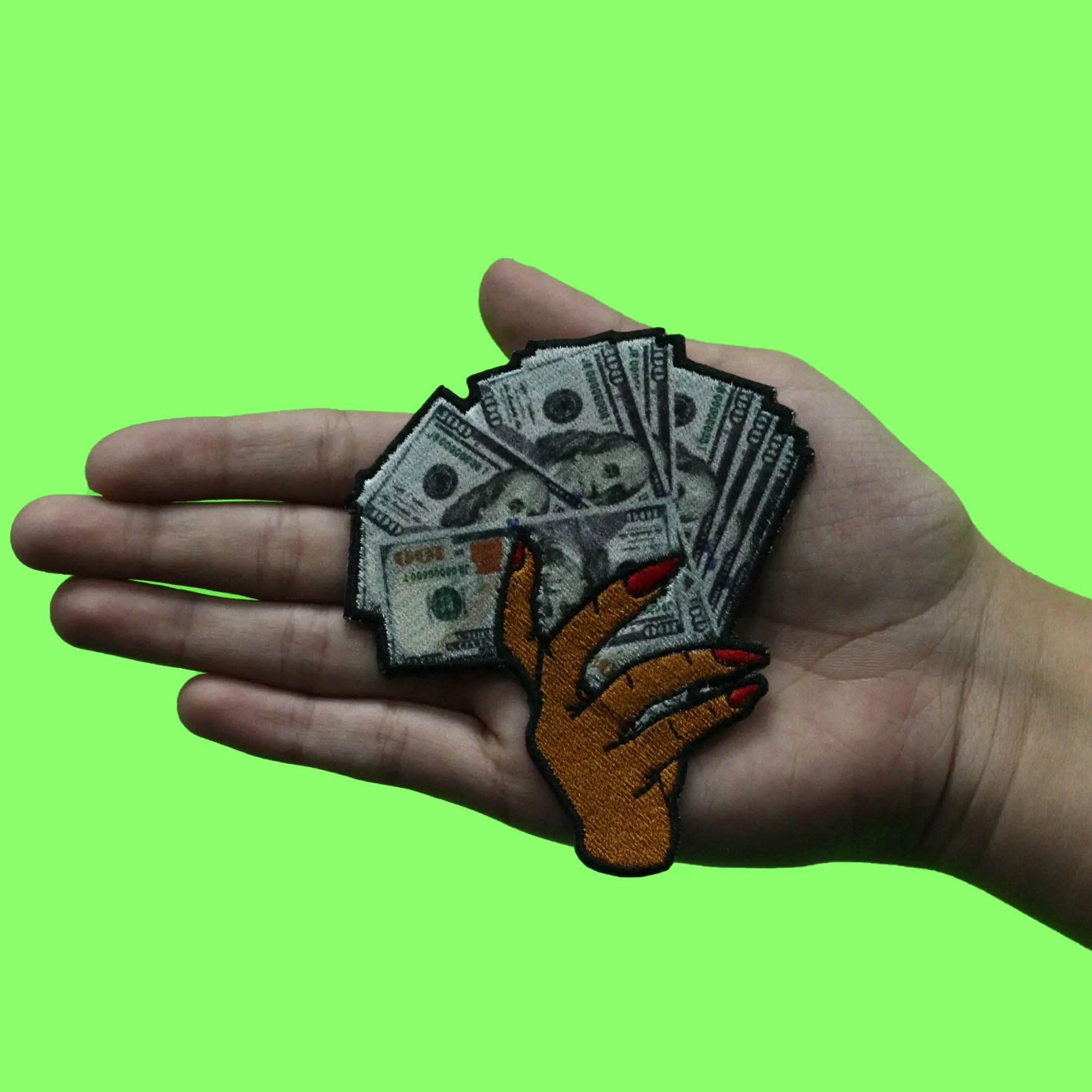 Hand Holding Money Fan Patch Girl Boss Moves Sublimated Embroidery Iron On - Image 2