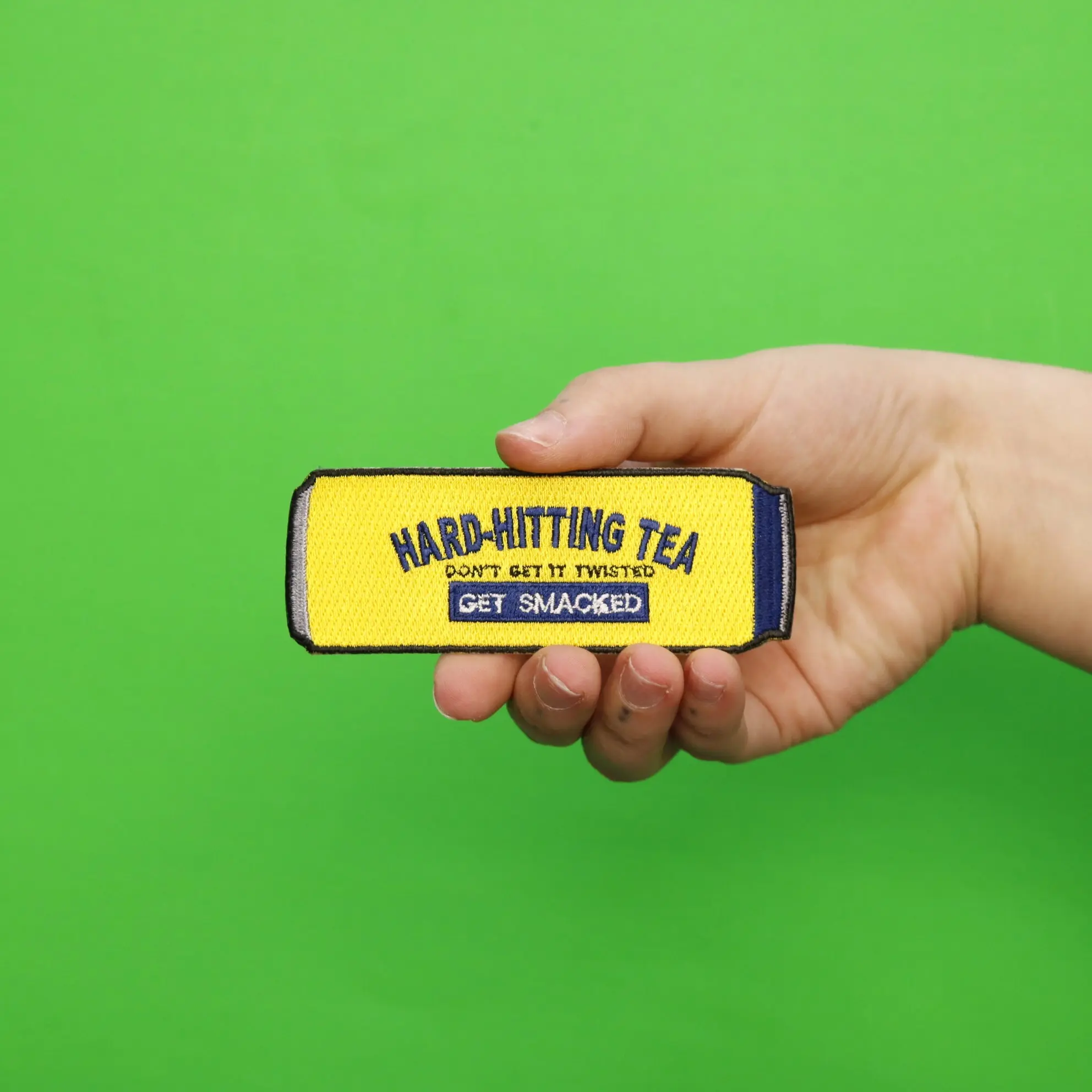 Hard Hitting Tea Can Get Smacked Embroidered Iron On Patch - Image 2