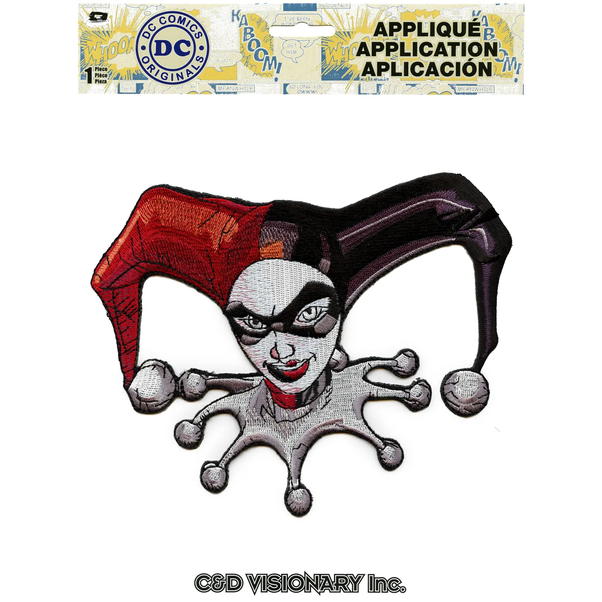 Official DC: Harley Quinn X-Large Back Patch Retro Headshot Embroidered Iron On - Image 2