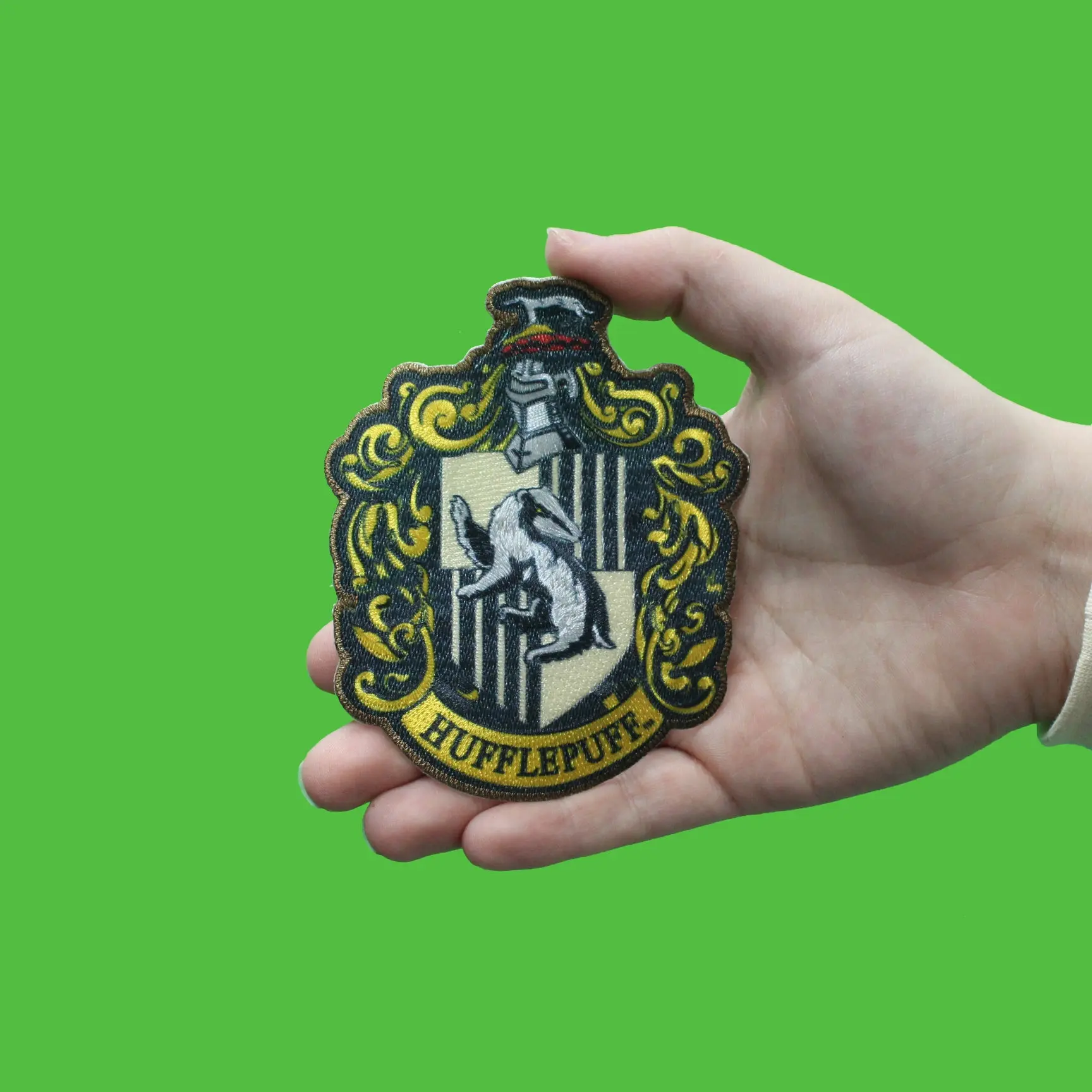 Harry Potter Hufflepuff Crest Sublimated Embroidered Iron On Patch - Image 2