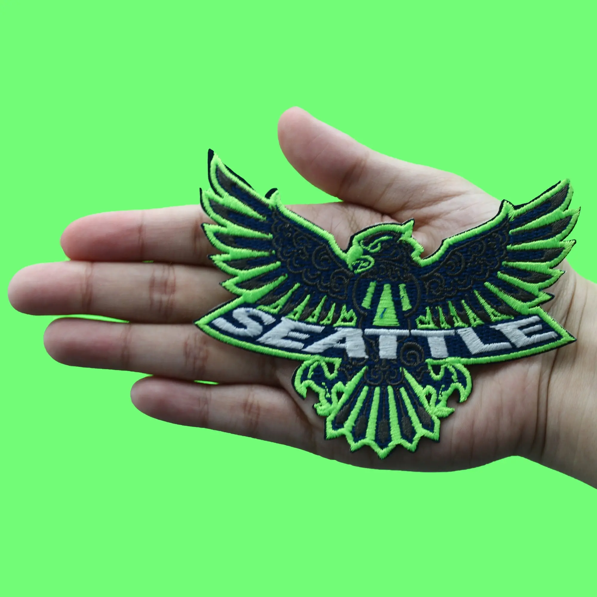 Tribal Football Hawk Patch Seattle Football Sports Embroidered Iron On - Image 2